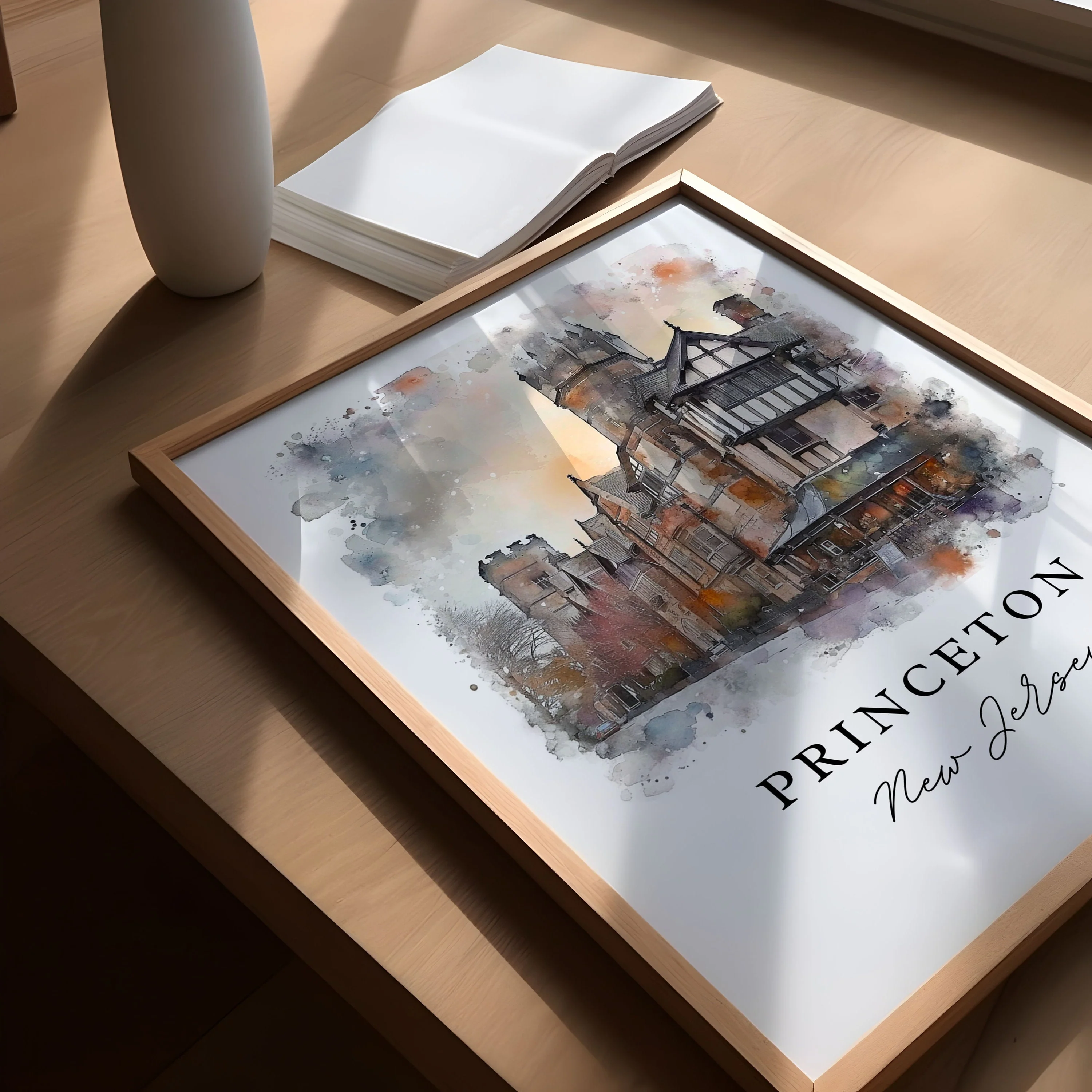 Princeton, New Jersey, New Jersey – Watercolor Art Print - Image 3