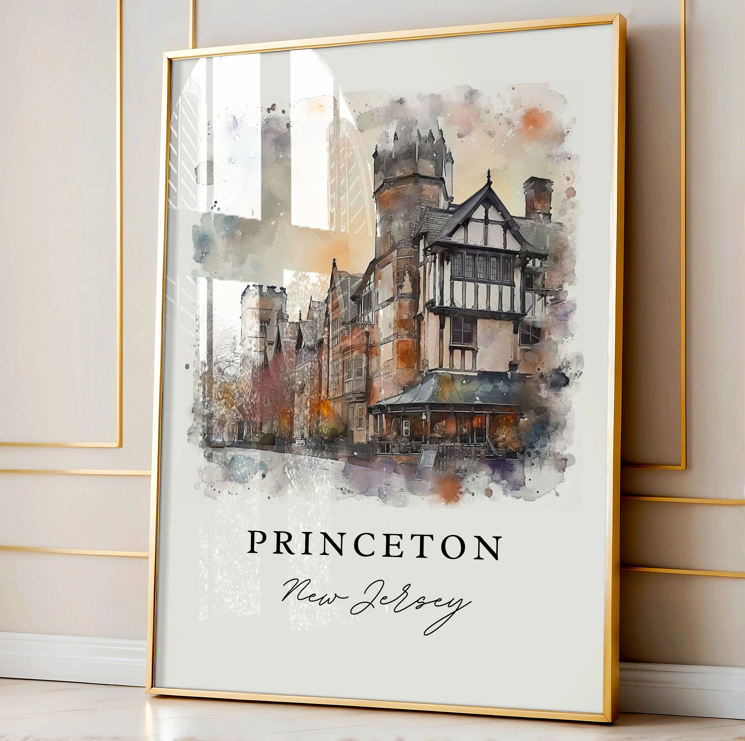 Princeton, New Jersey, New Jersey – Watercolor Art Print - Image 4