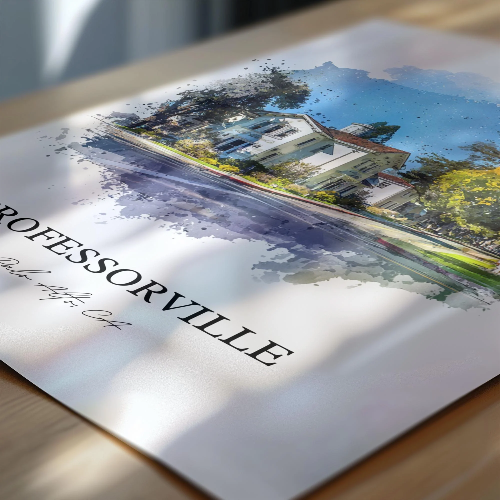 Professorville, California – Watercolor Art Print - Image 2