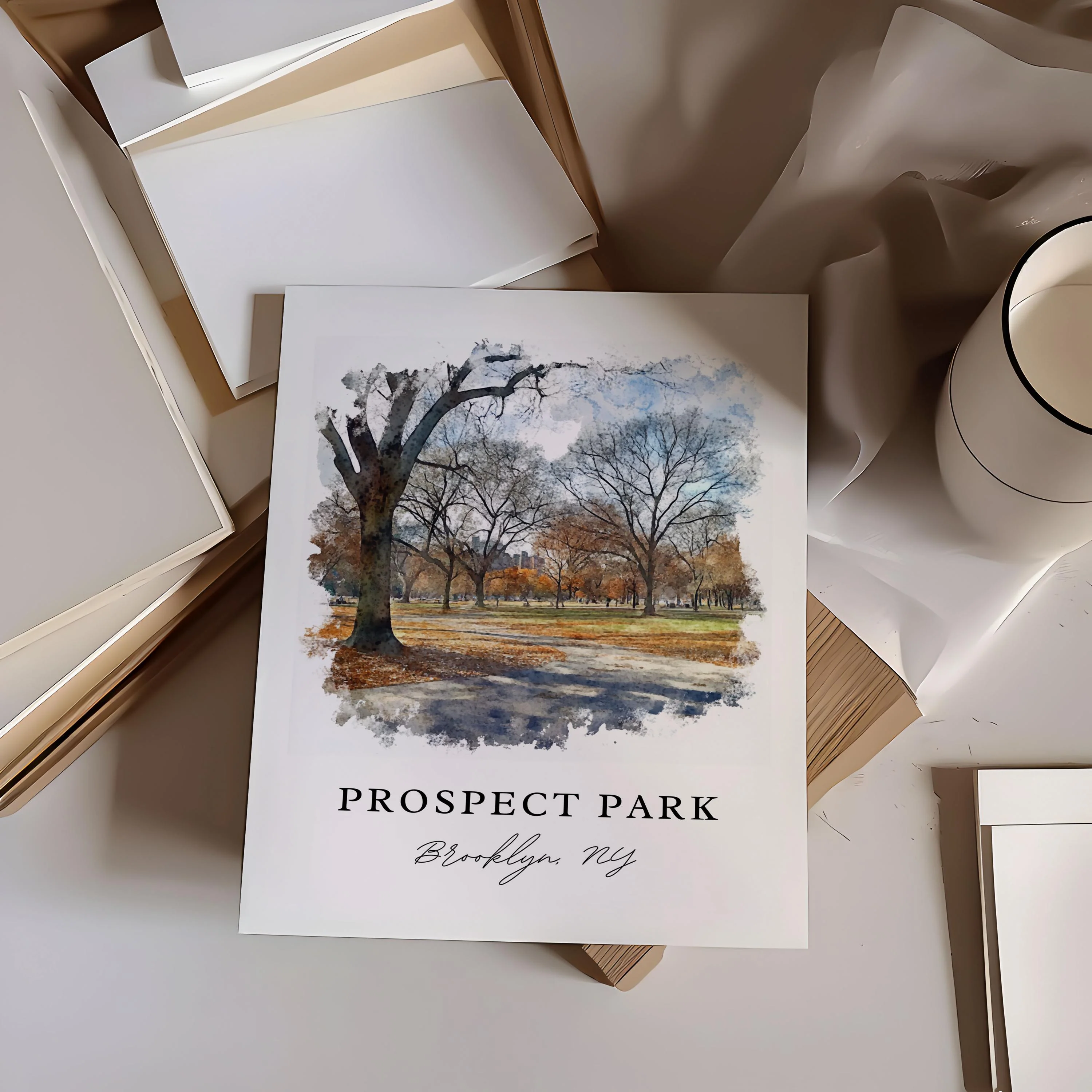 Prospect Park, USA – Watercolor Art Print - Image 2