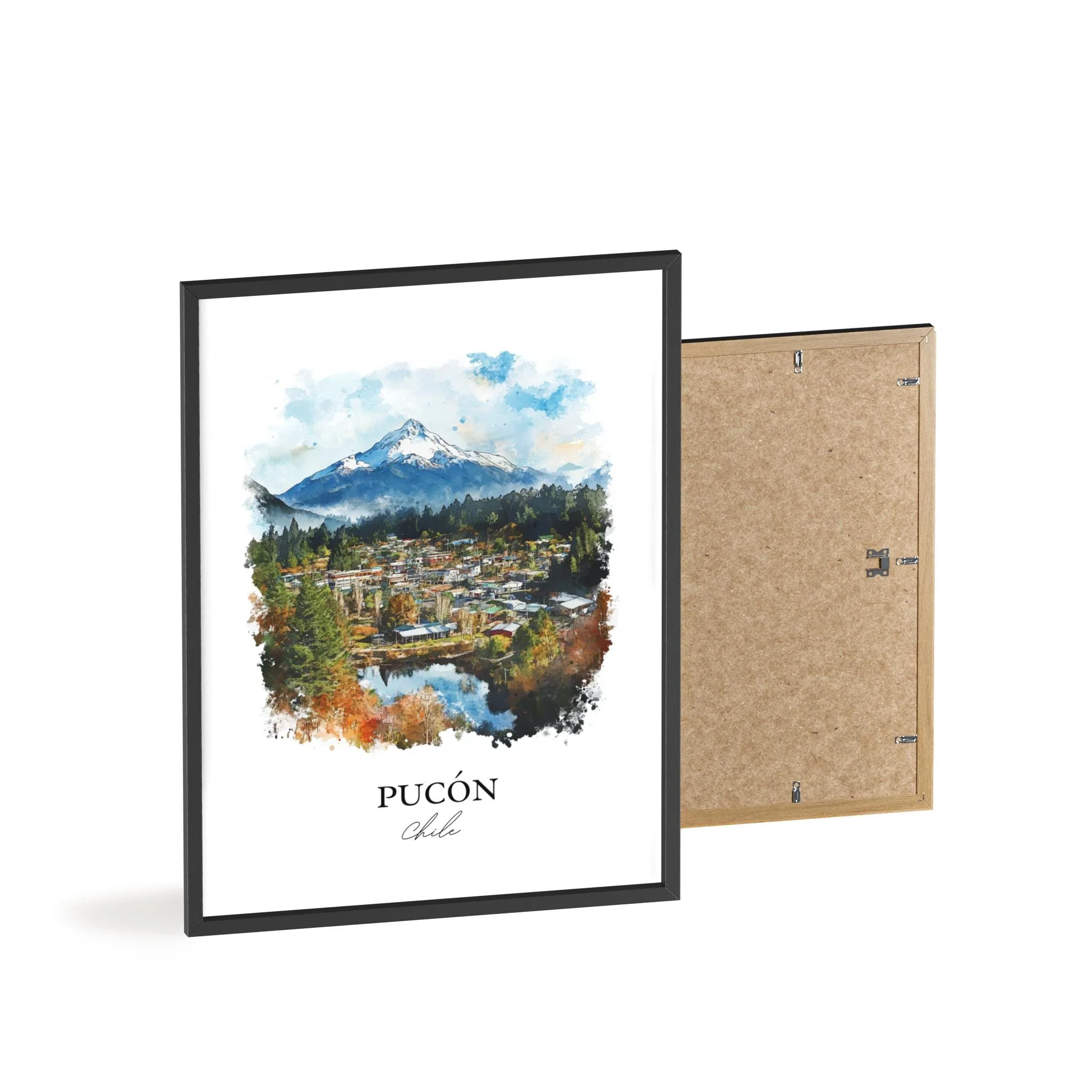 Pucón, Chile – Watercolor Art Print of Lake Villarrica - Image 8
