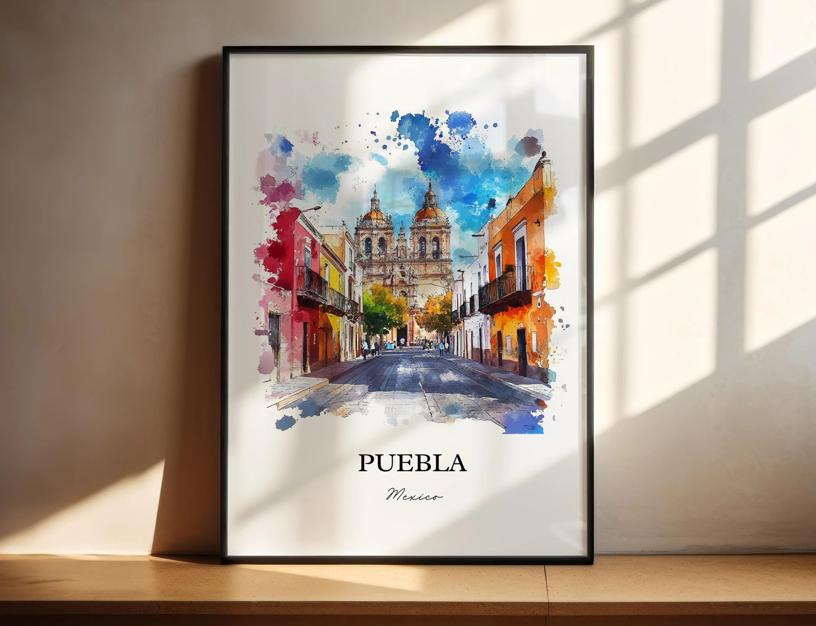 Puebla, Mexico – Watercolor Art Print