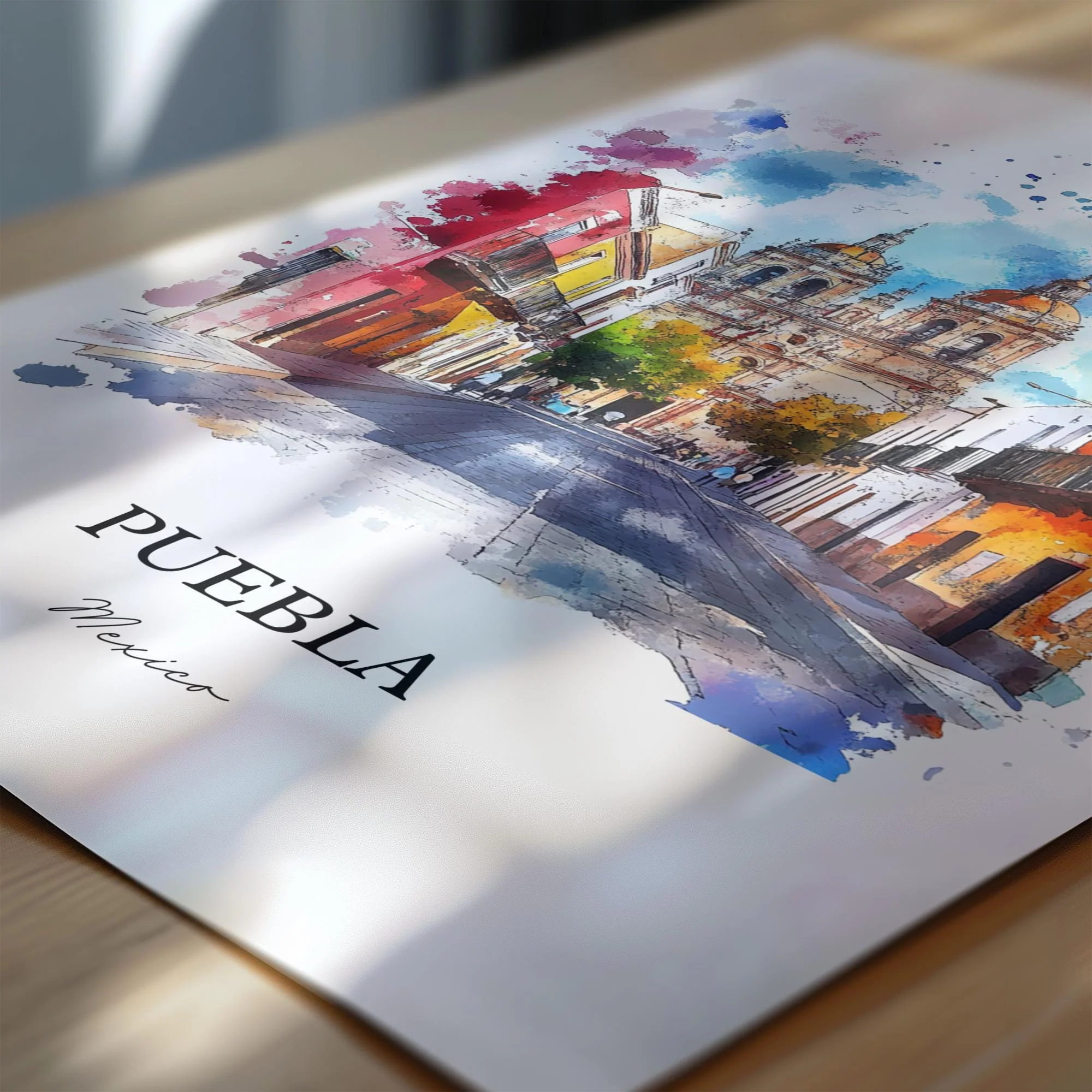 Puebla, Mexico – Watercolor Art Print - Image 2