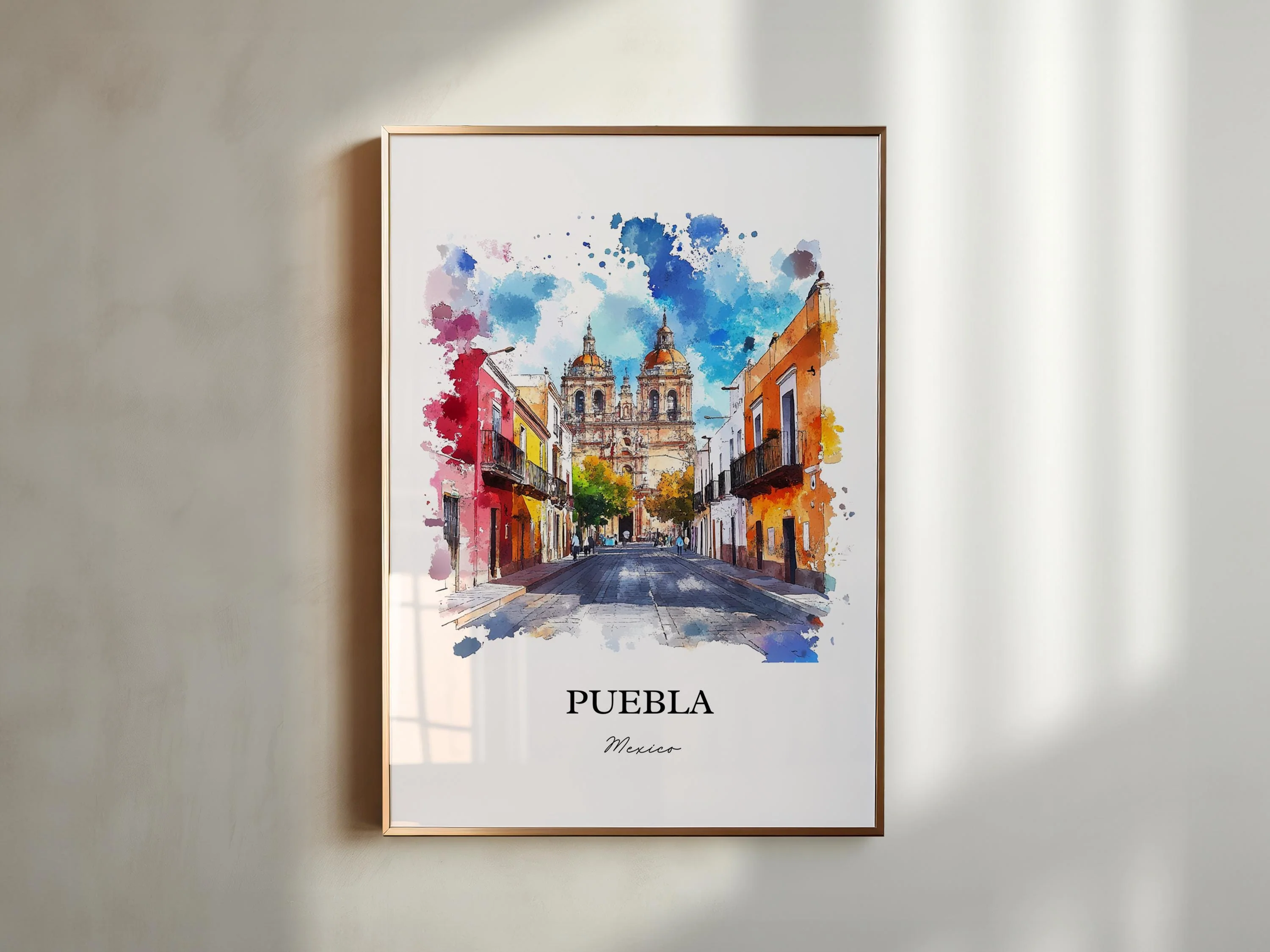 Puebla, Mexico – Watercolor Art Print - Image 3