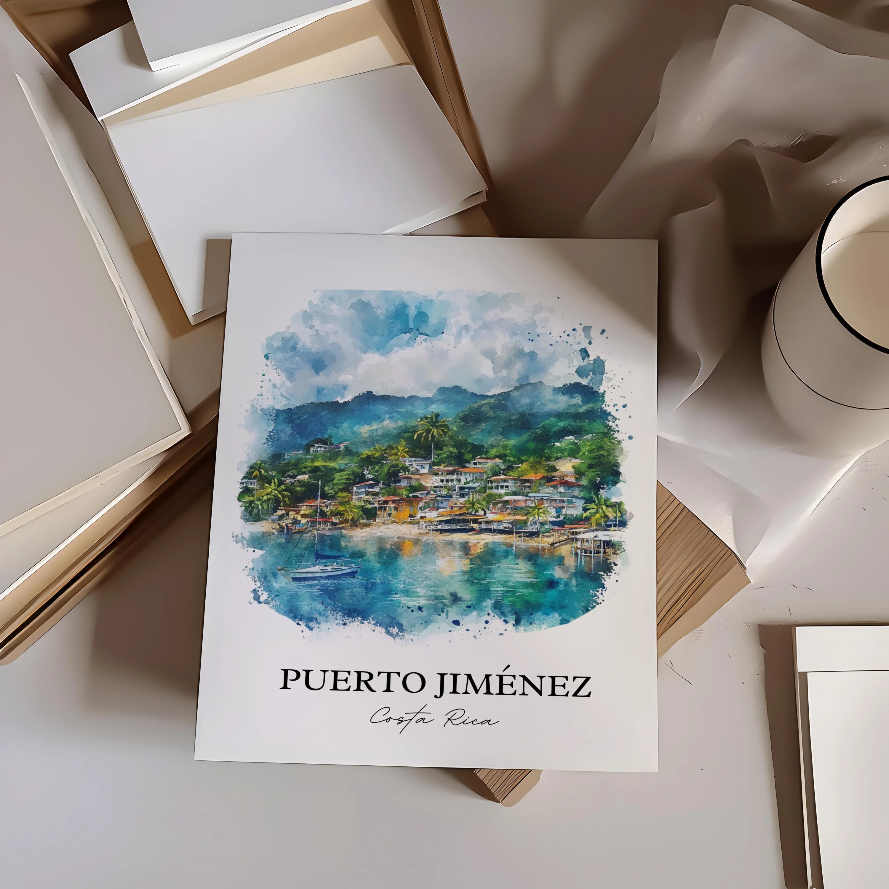 Puerto Jiménez, Costa Rica – Watercolor Art Print - Image 6