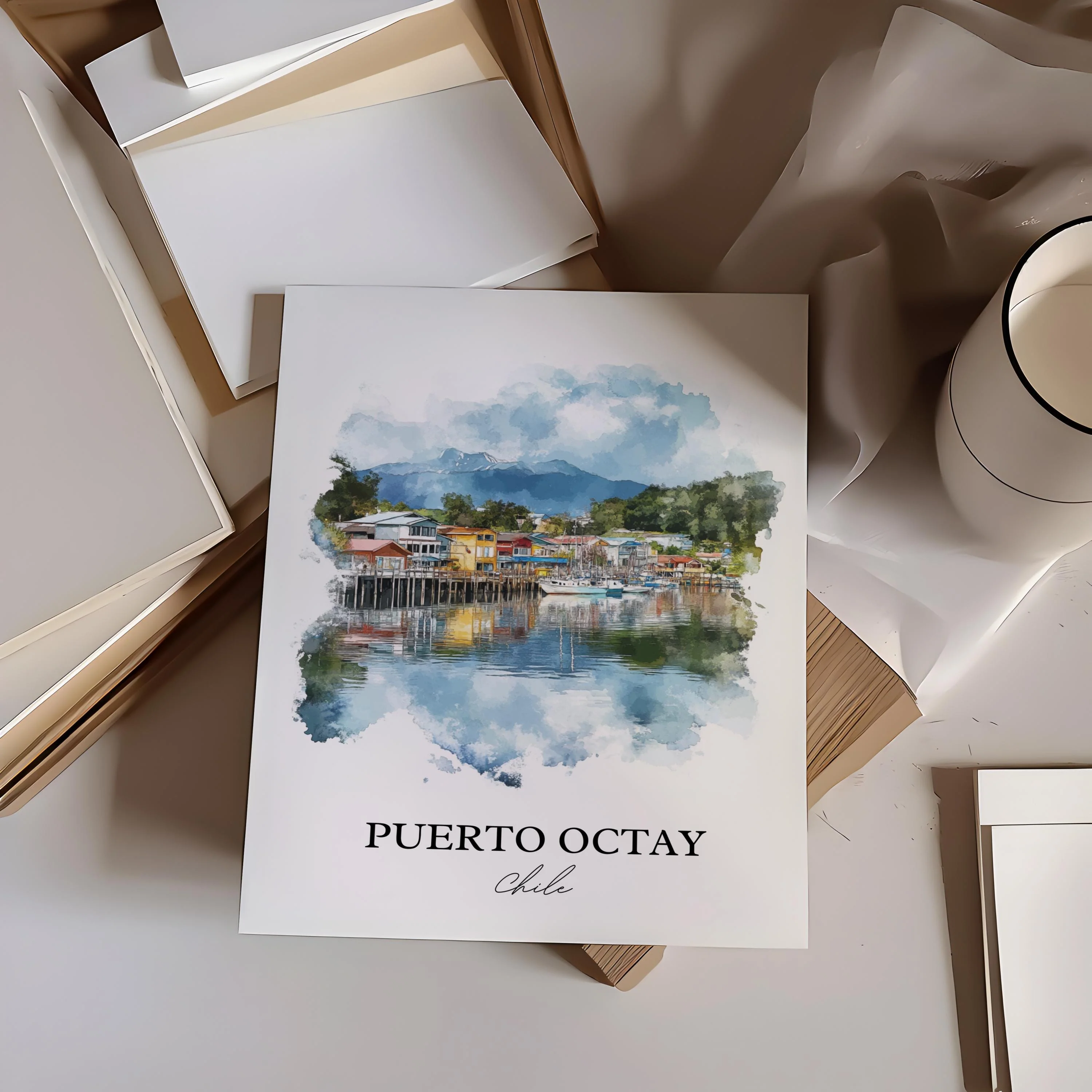 Puerto Octay, Chile – Watercolor Art Print - Image 6