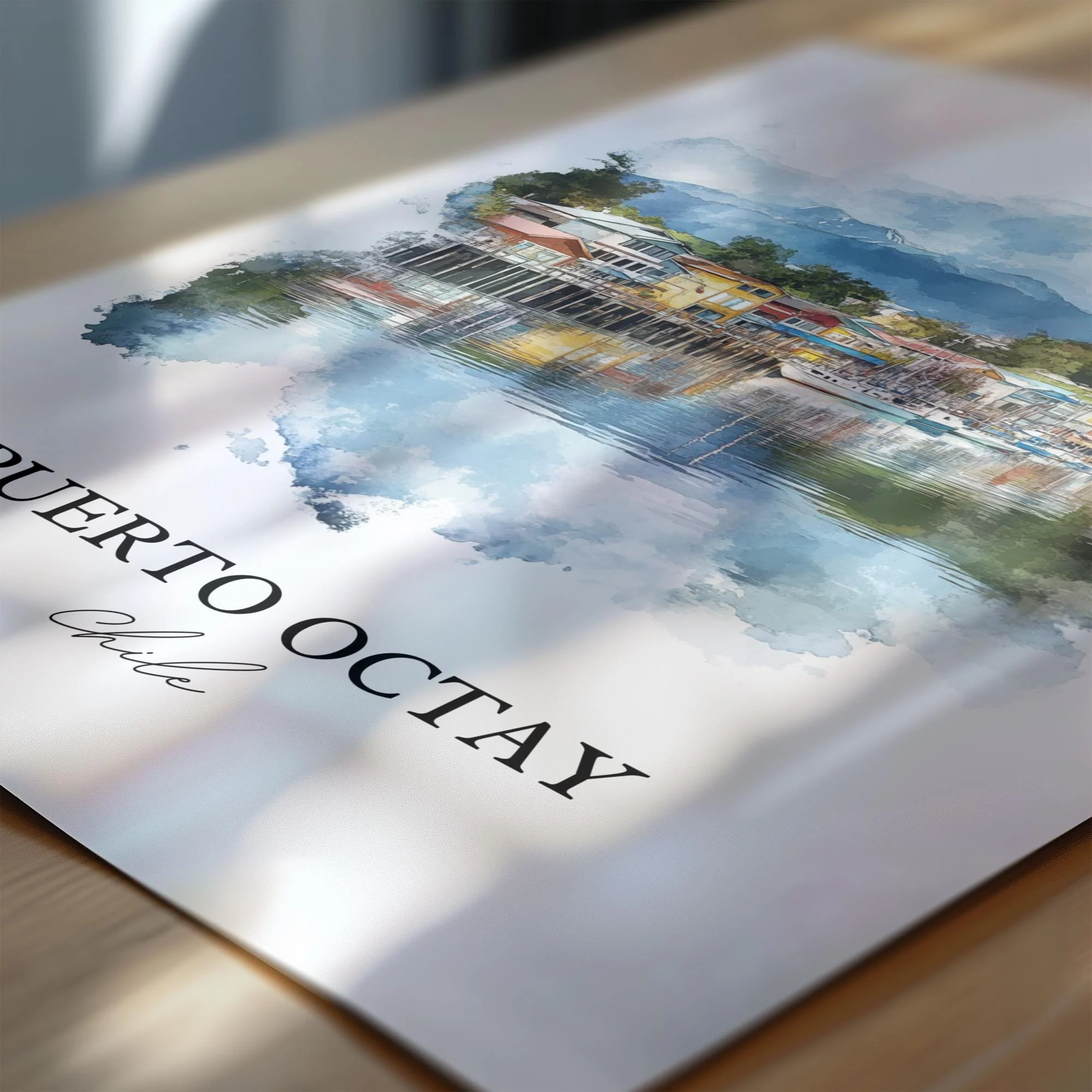 Puerto Octay, Chile – Watercolor Art Print - Image 2