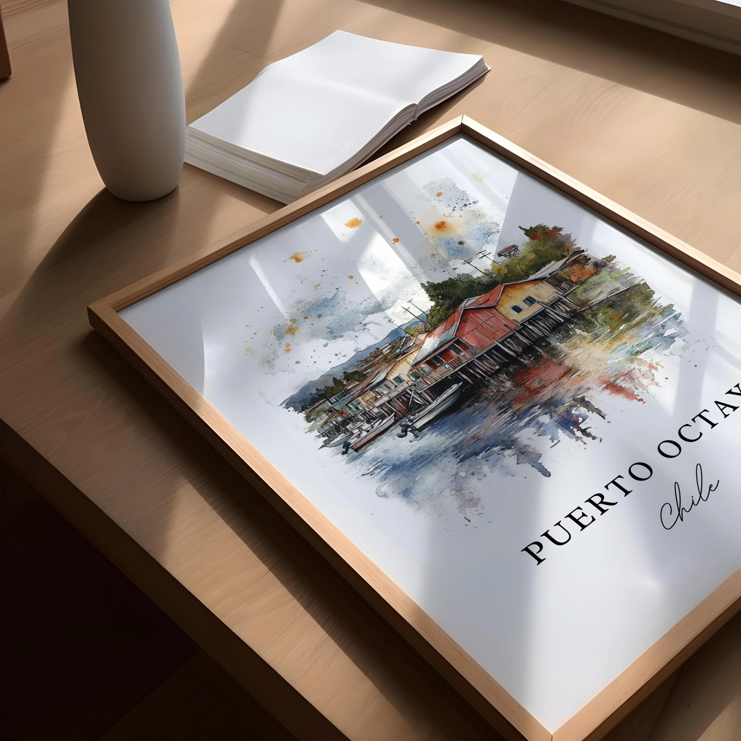 Puerto Octay, Chile – Watercolor Art Print - Image 3