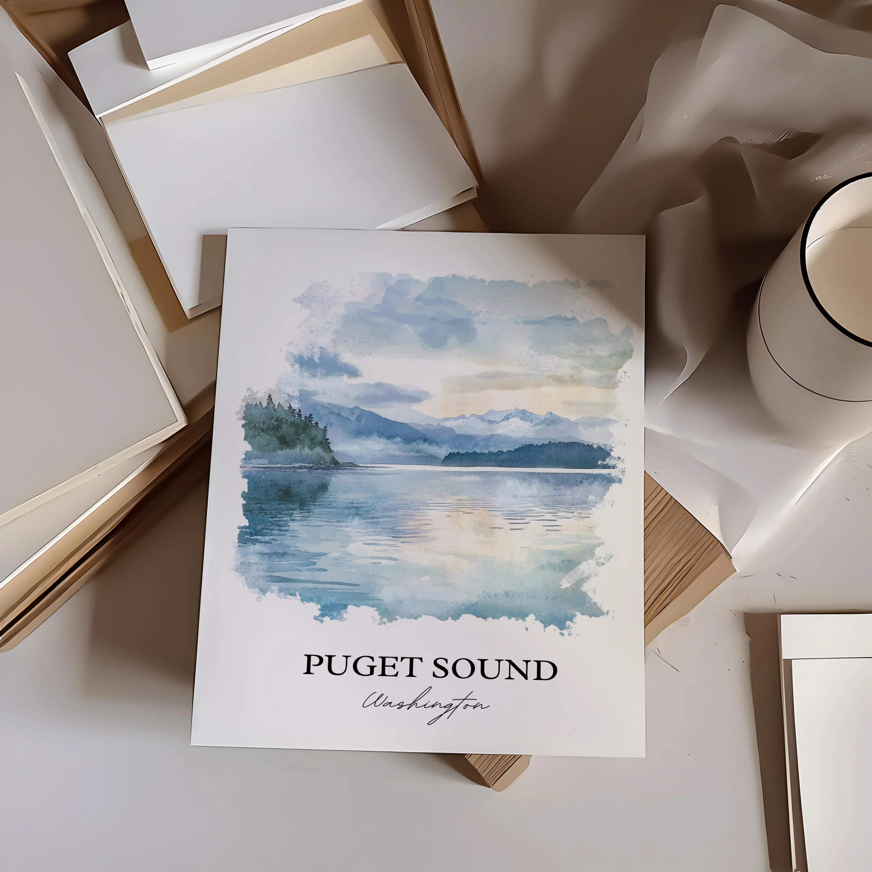 Puget Sound, USA – Watercolor Art Print - Image 4