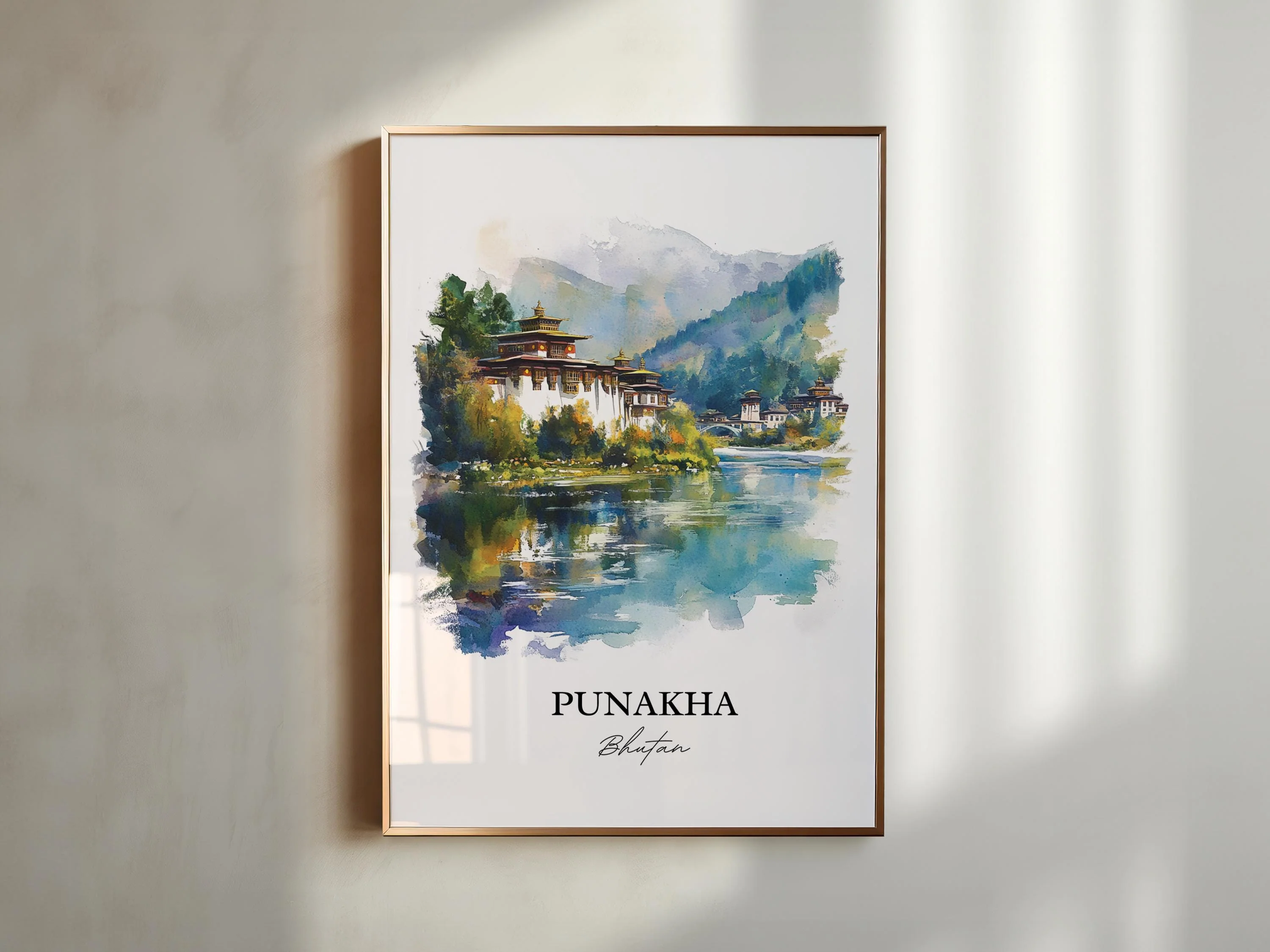 Punakha Dzong, Bhutan – Watercolor Art Print - Image 4