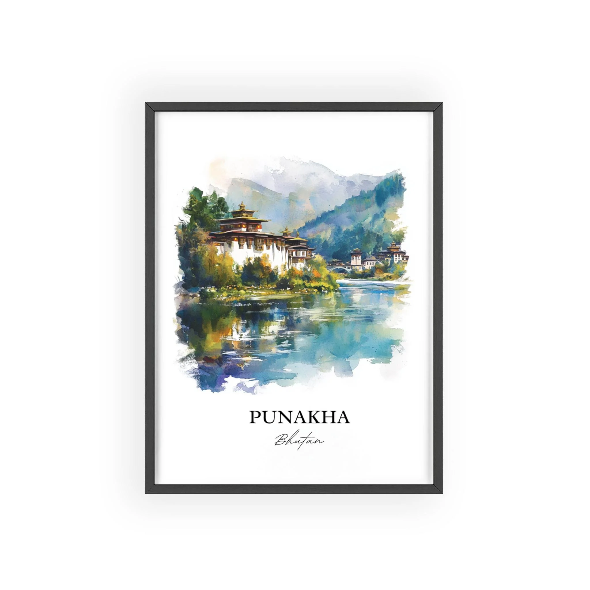 Punakha Dzong, Bhutan – Watercolor Art Print - Image 7