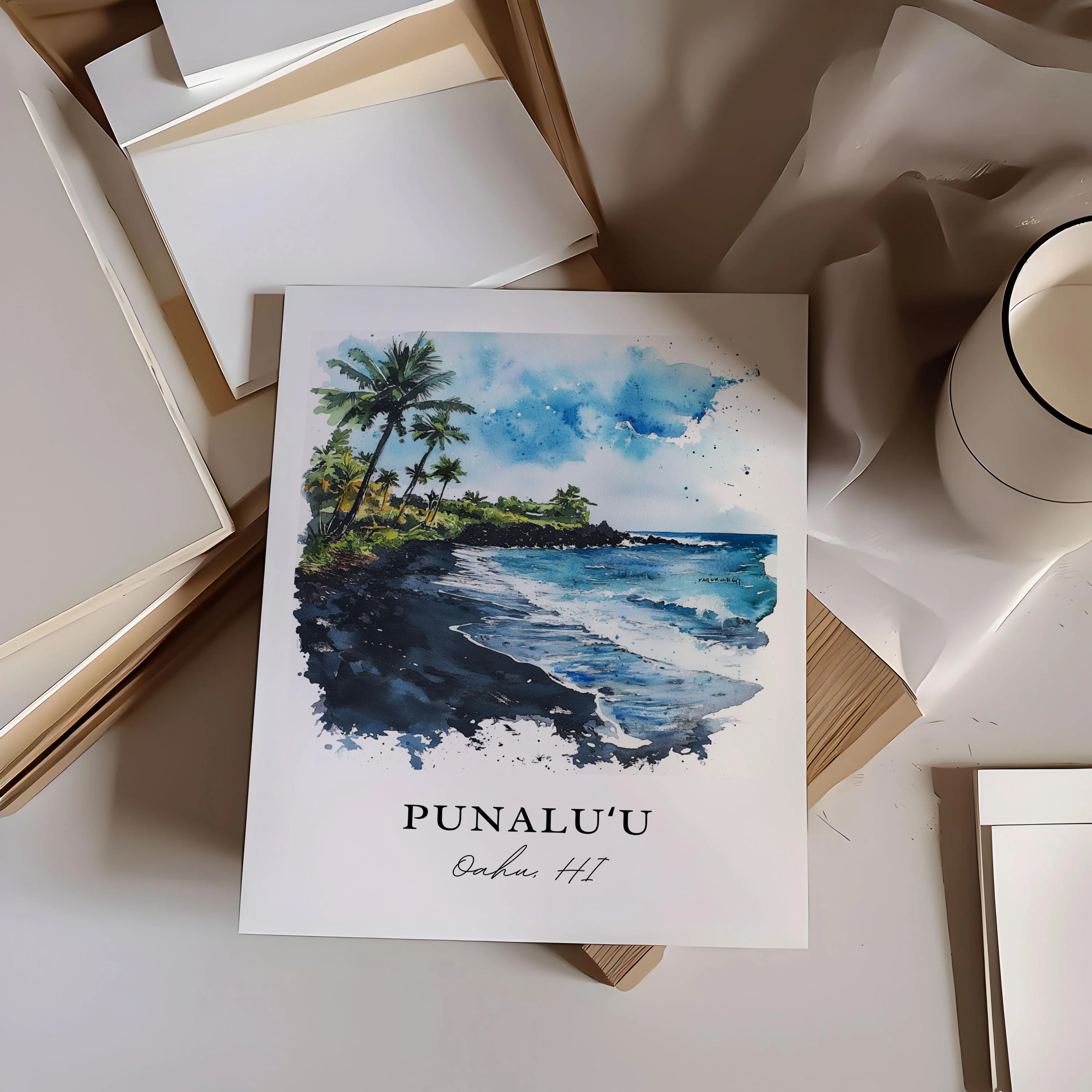 Punaluu, Hawaii, Hawaii – Watercolor Art Print - Image 2