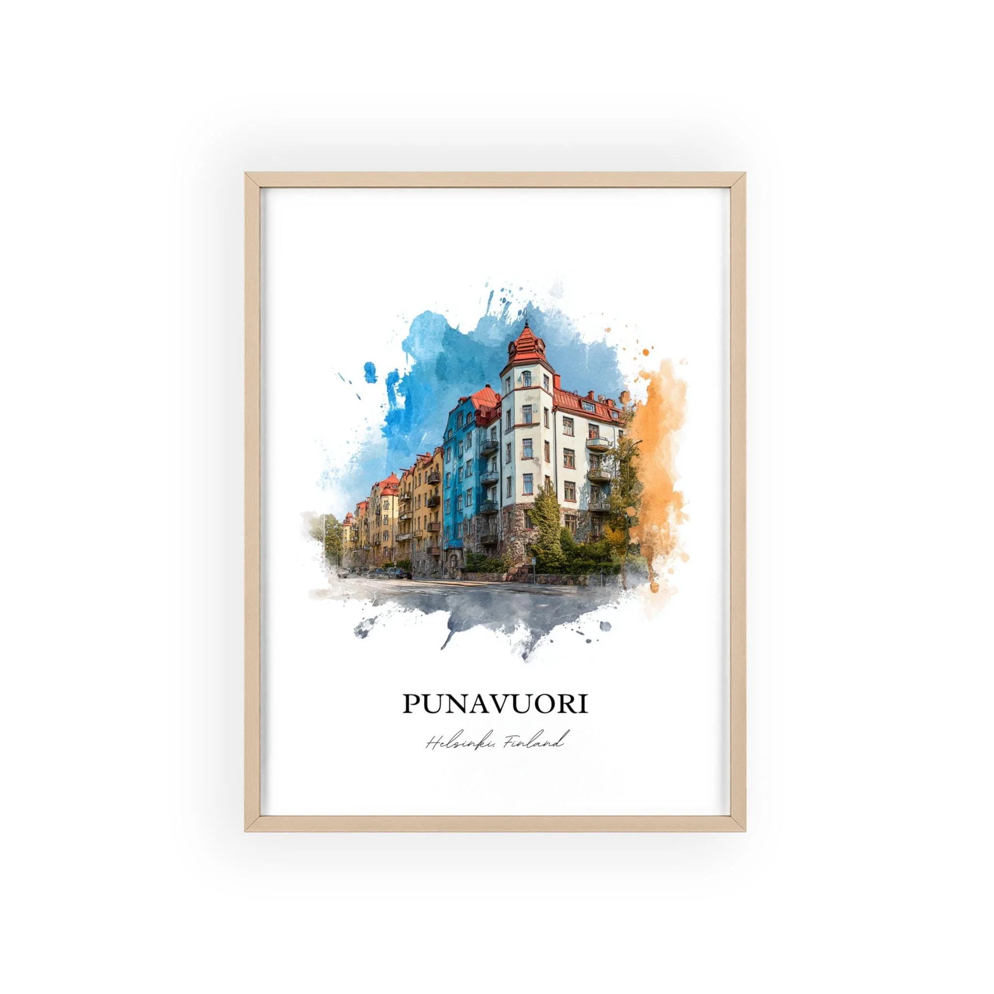 Punavuori, Finland – Watercolor Art Print - Image 3