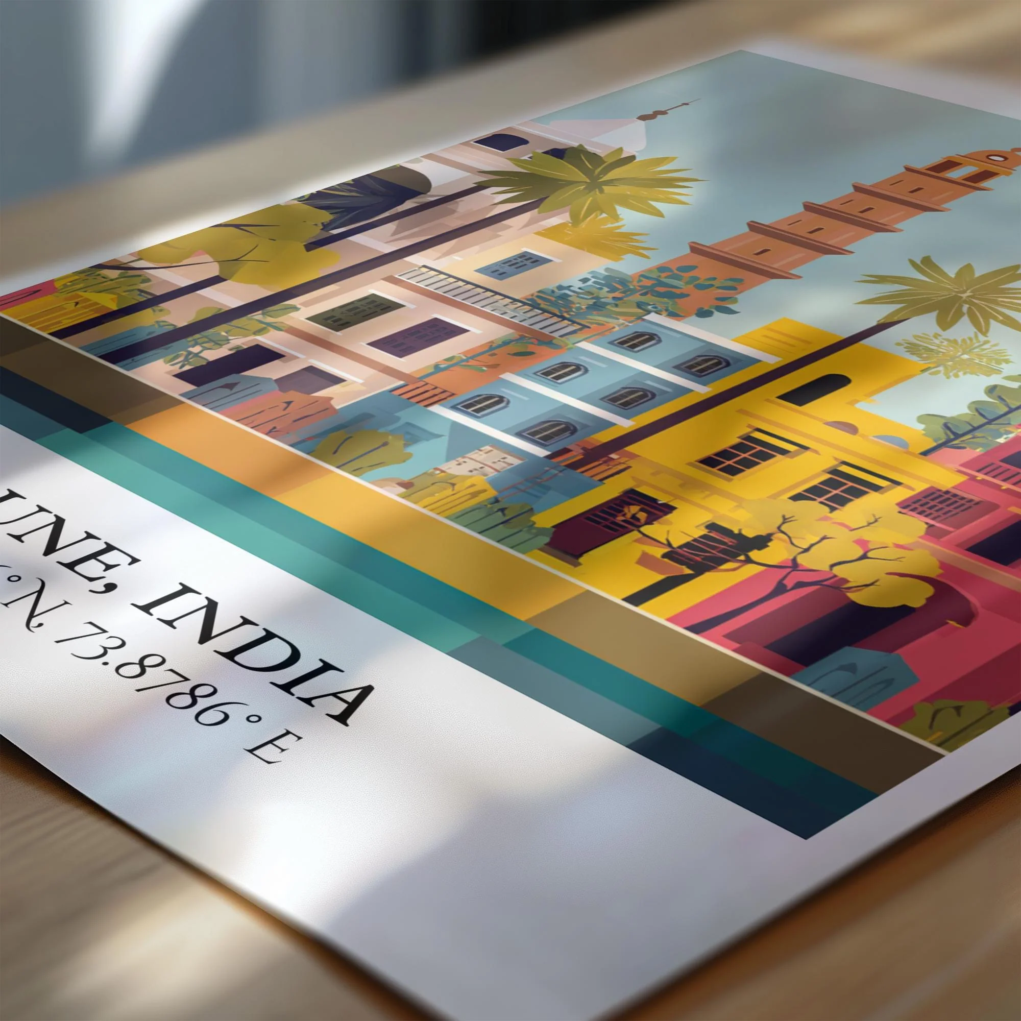 Pune, India – Watercolor Art Print - Image 2