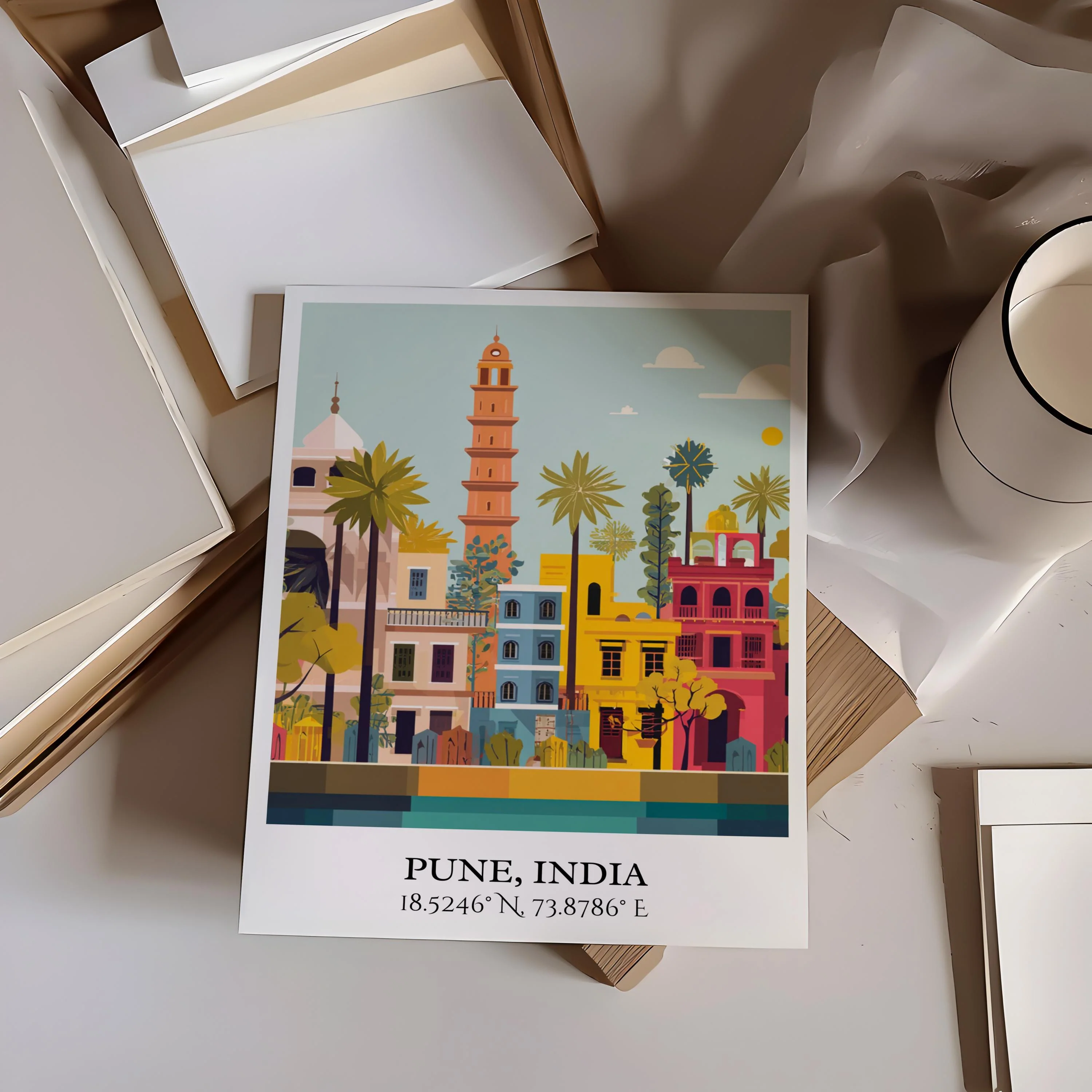Pune, India – Watercolor Art Print - Image 6