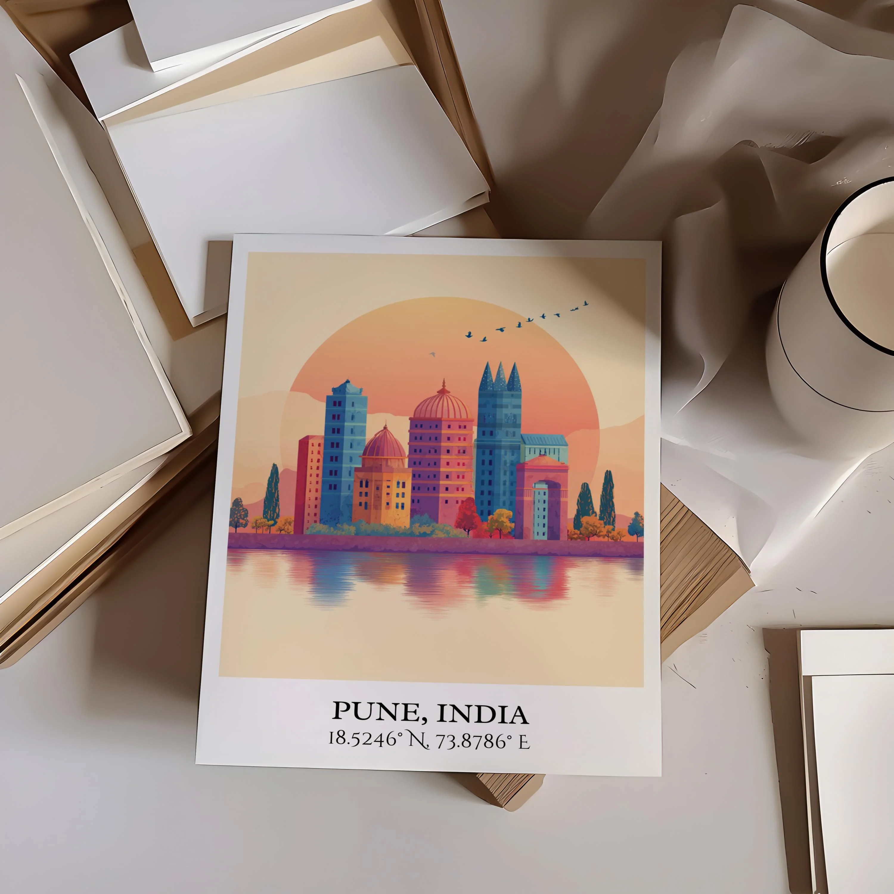 Pune, India – Watercolor Art Print - Image 6