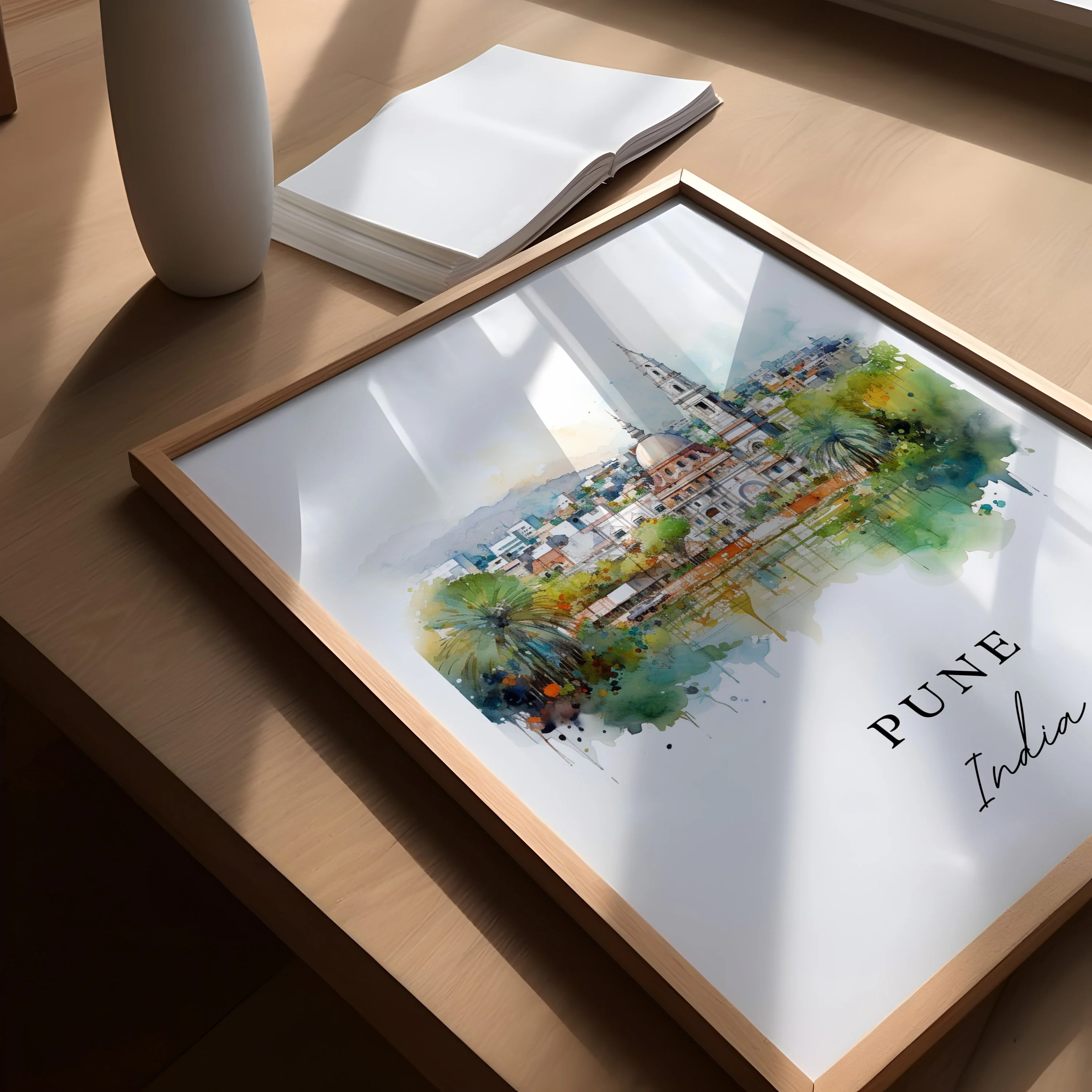 Pune, India – Watercolor Art Print - Image 3