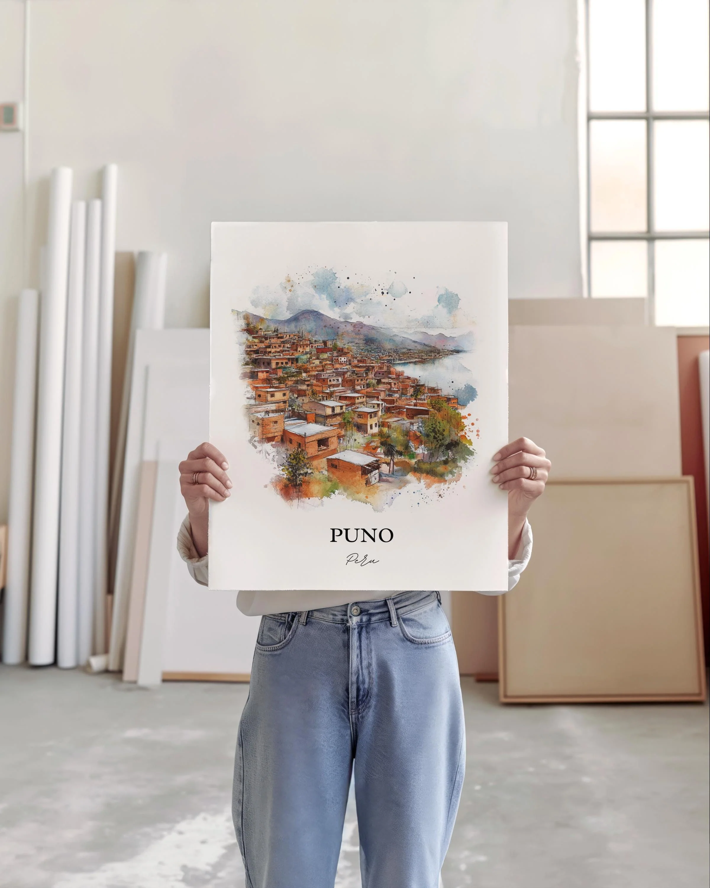 Puno, Peru – Lake Titicaca Watercolor Art Print - Image 3