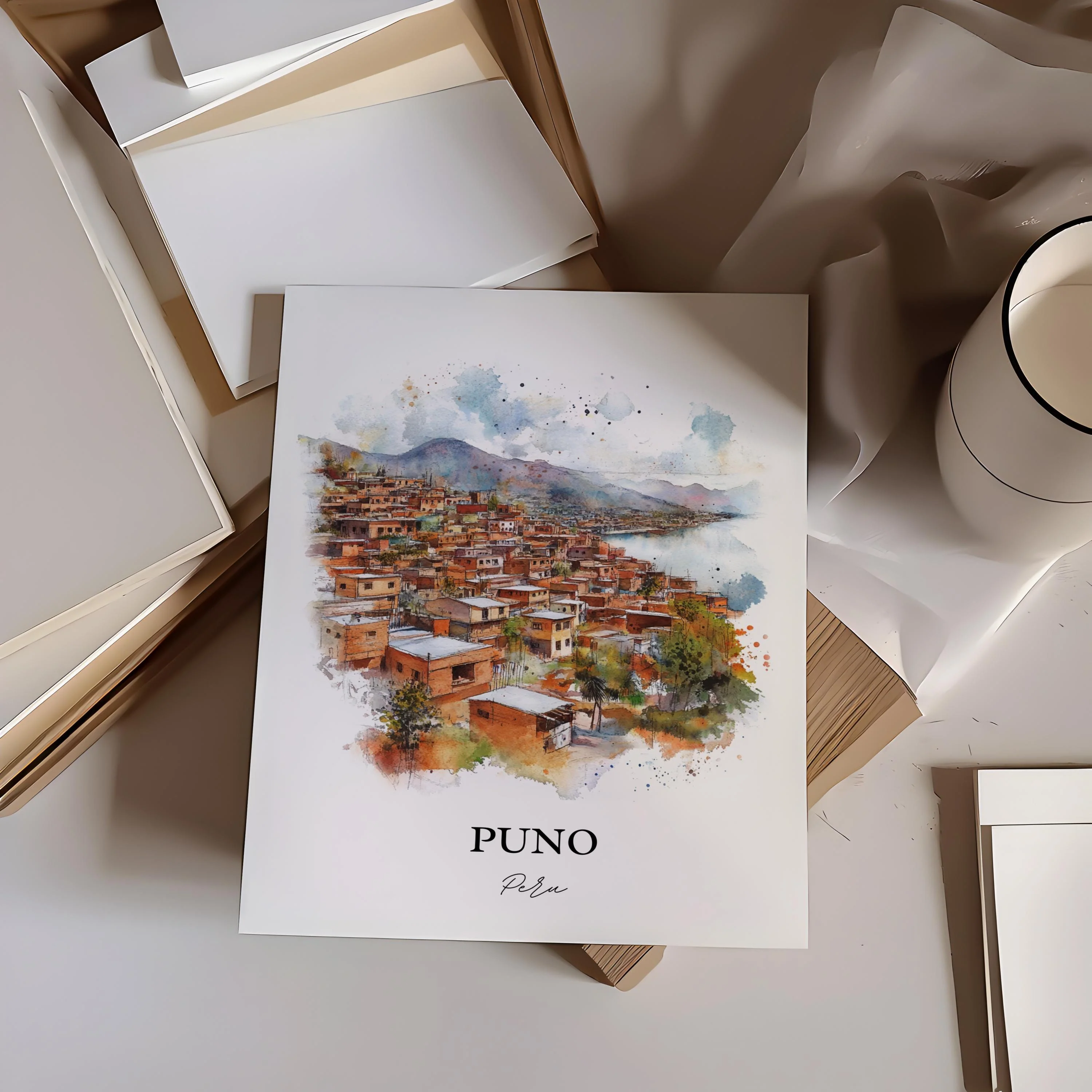 Puno, Peru – Lake Titicaca Watercolor Art Print - Image 4