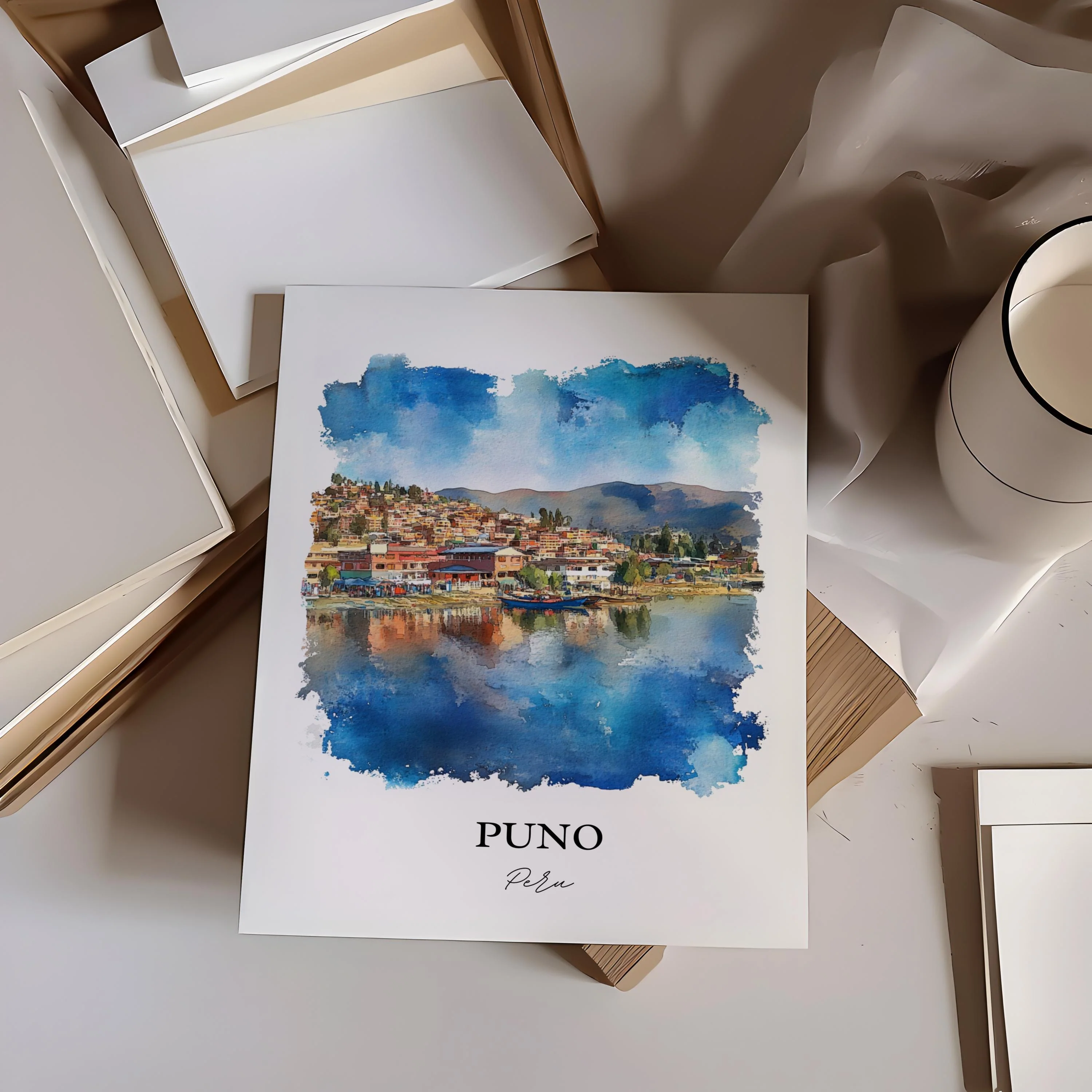 Puno, Peru – Lake Titicaca Watercolor Art Print - Image 6