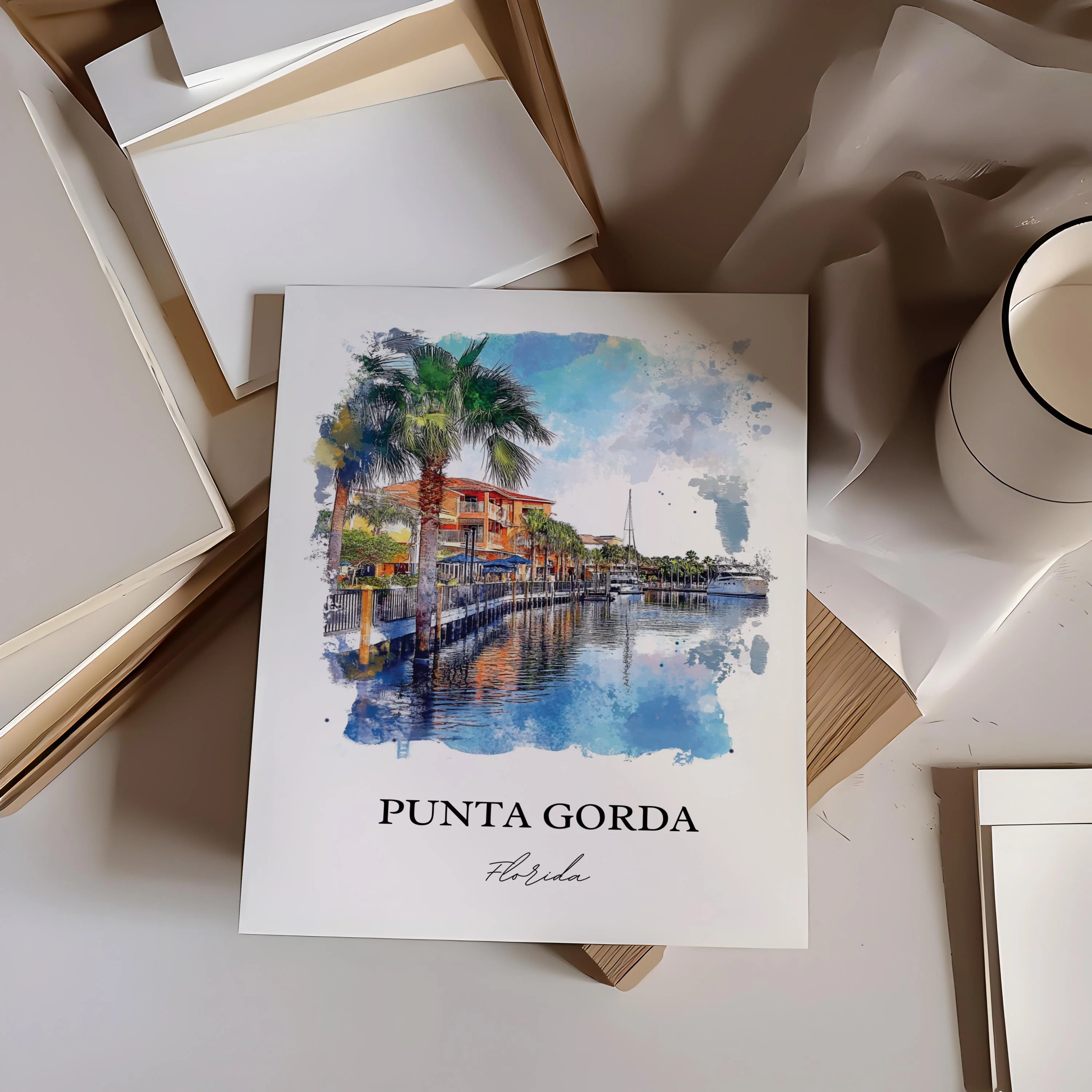 Punta Gorda, Florida, USA – Watercolor Art Print - Image 4