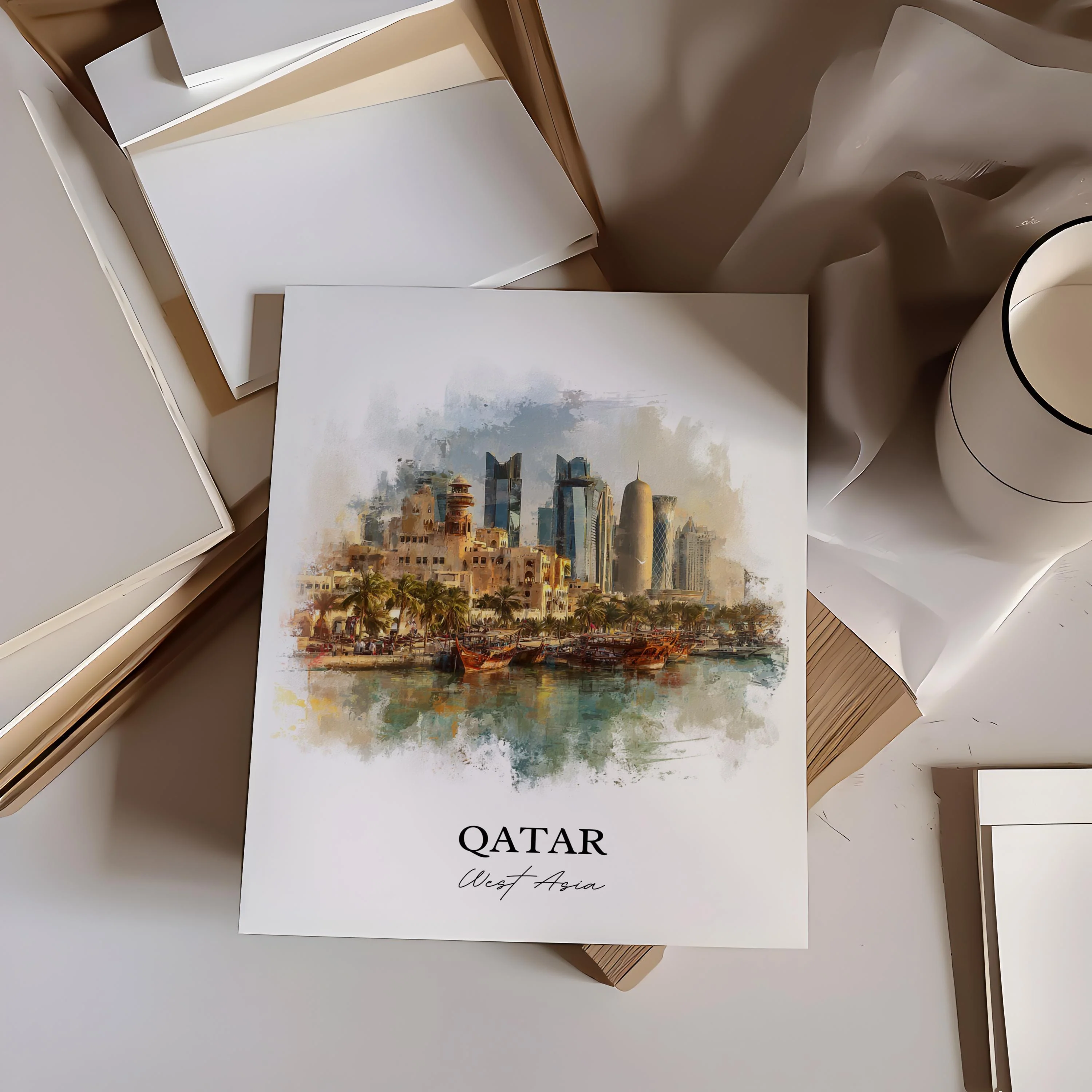 Qatar, Qatar – Watercolor Art Print - Image 6