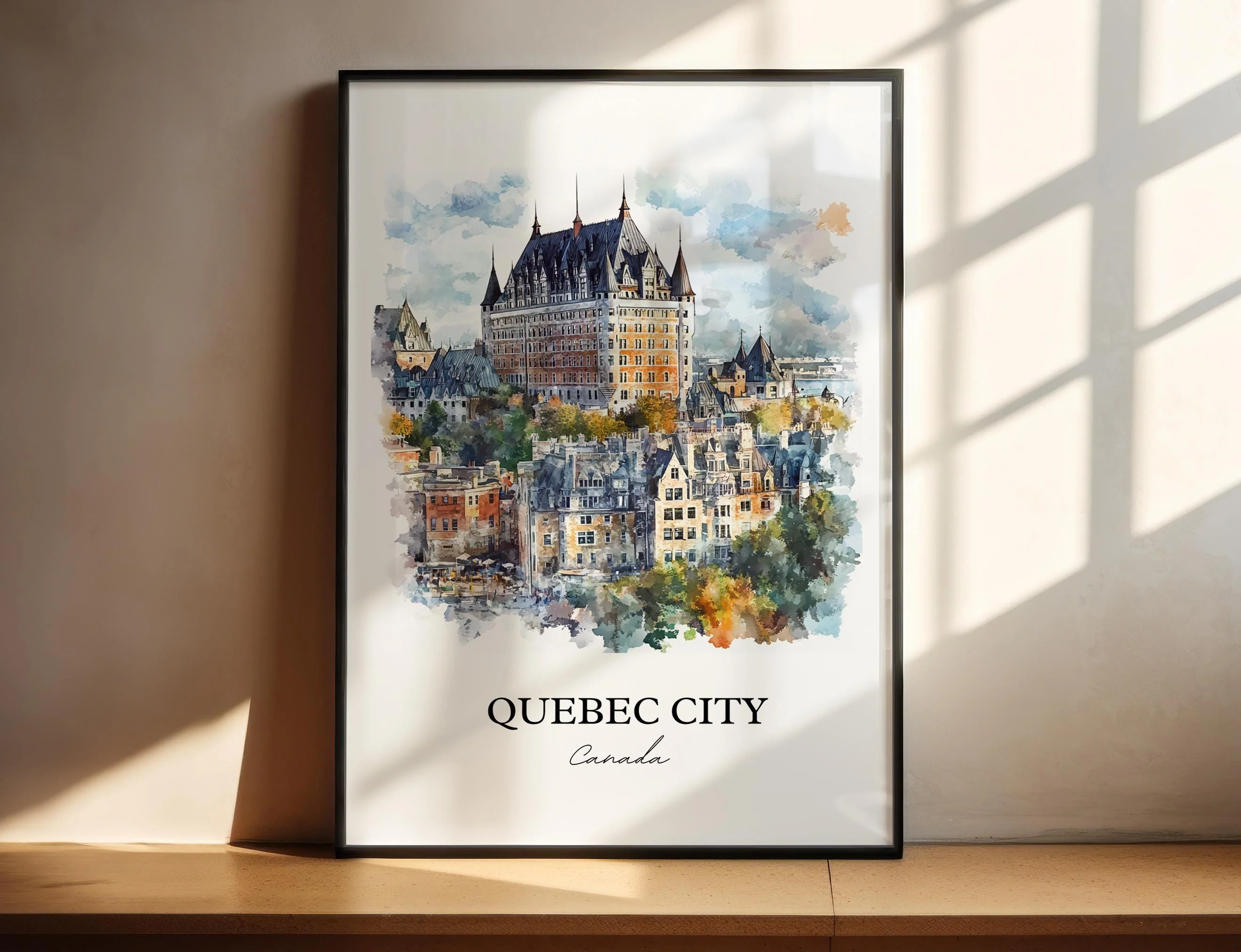 Quebec City, Canada – Watercolor Art Print of Saint Lawrence River