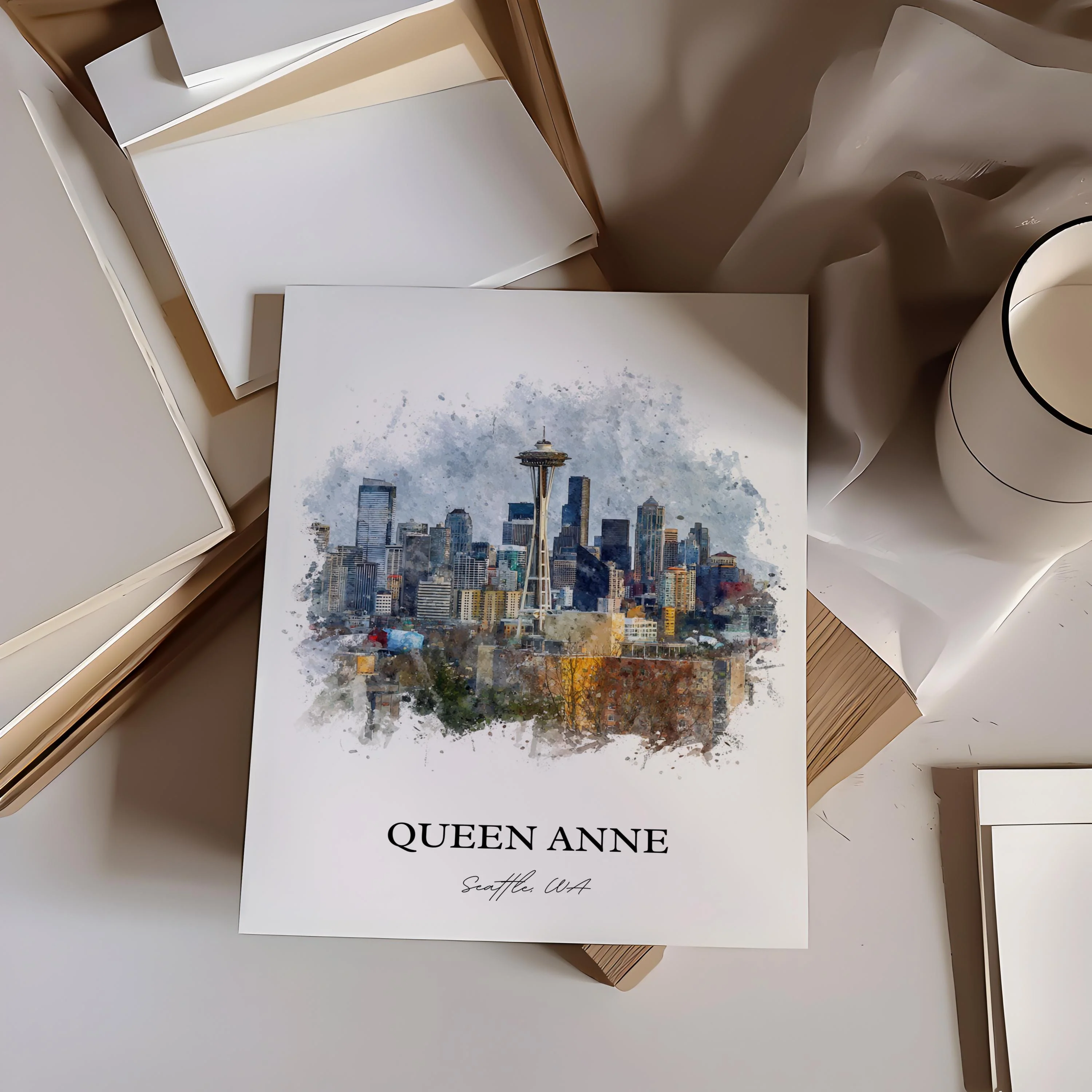 Queen Anne, Washington – Watercolor Art Print - Image 3