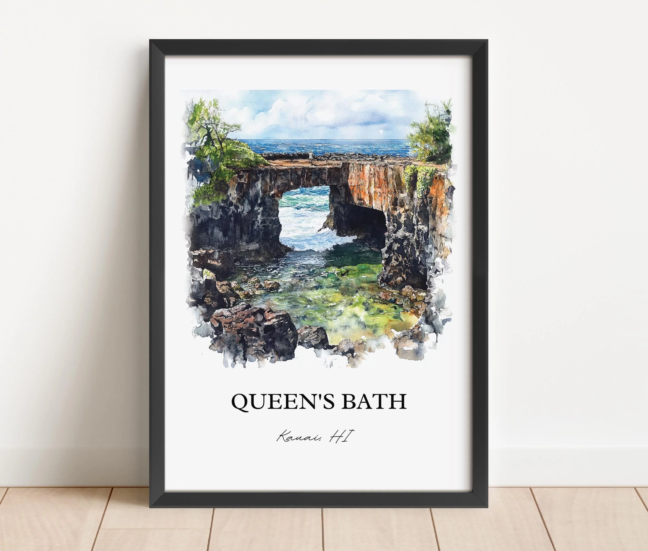 Queens Bath, Kauai HI, USA – Watercolor Art Print - Image 3