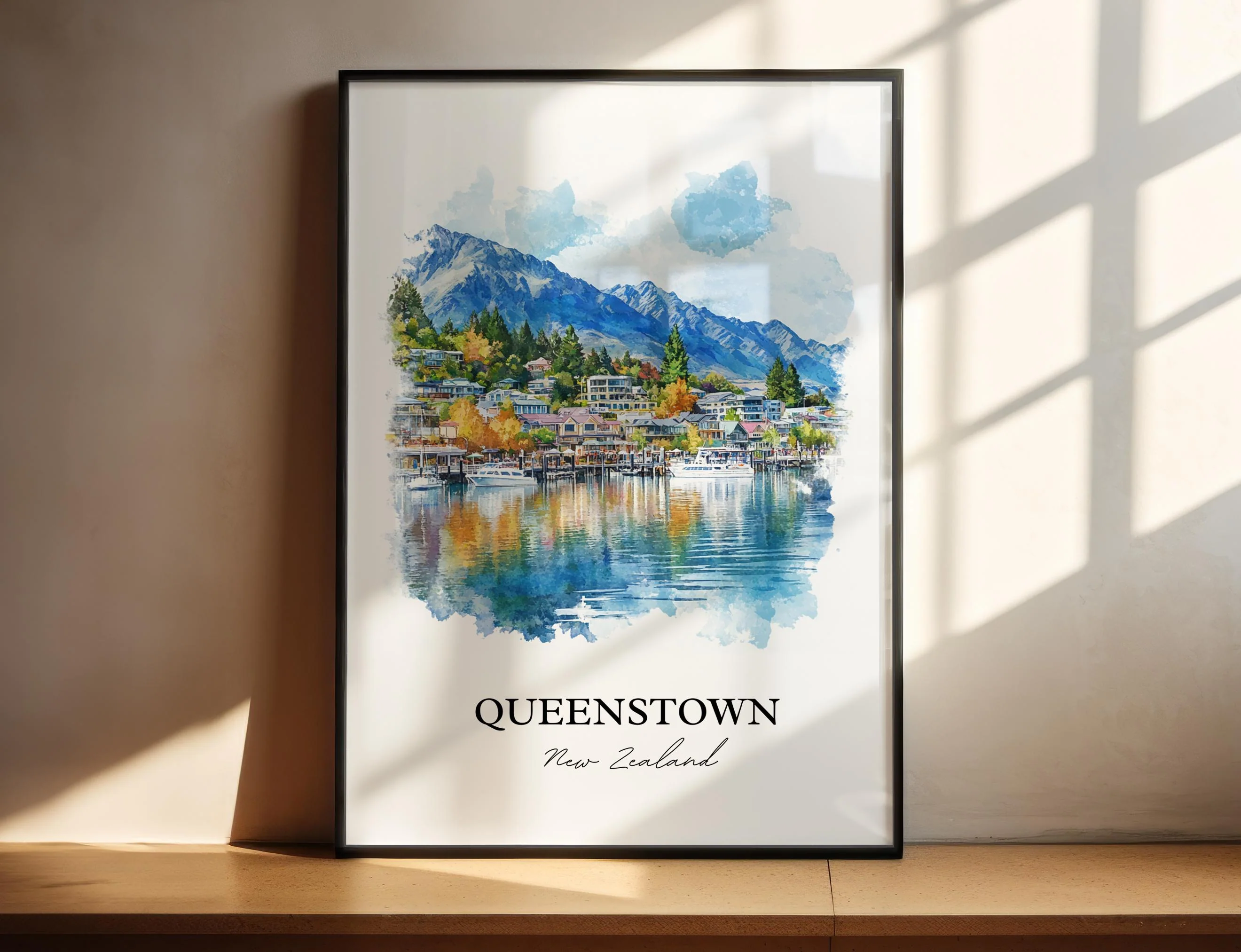 Queenstown, New Zealand – Watercolor Art Print