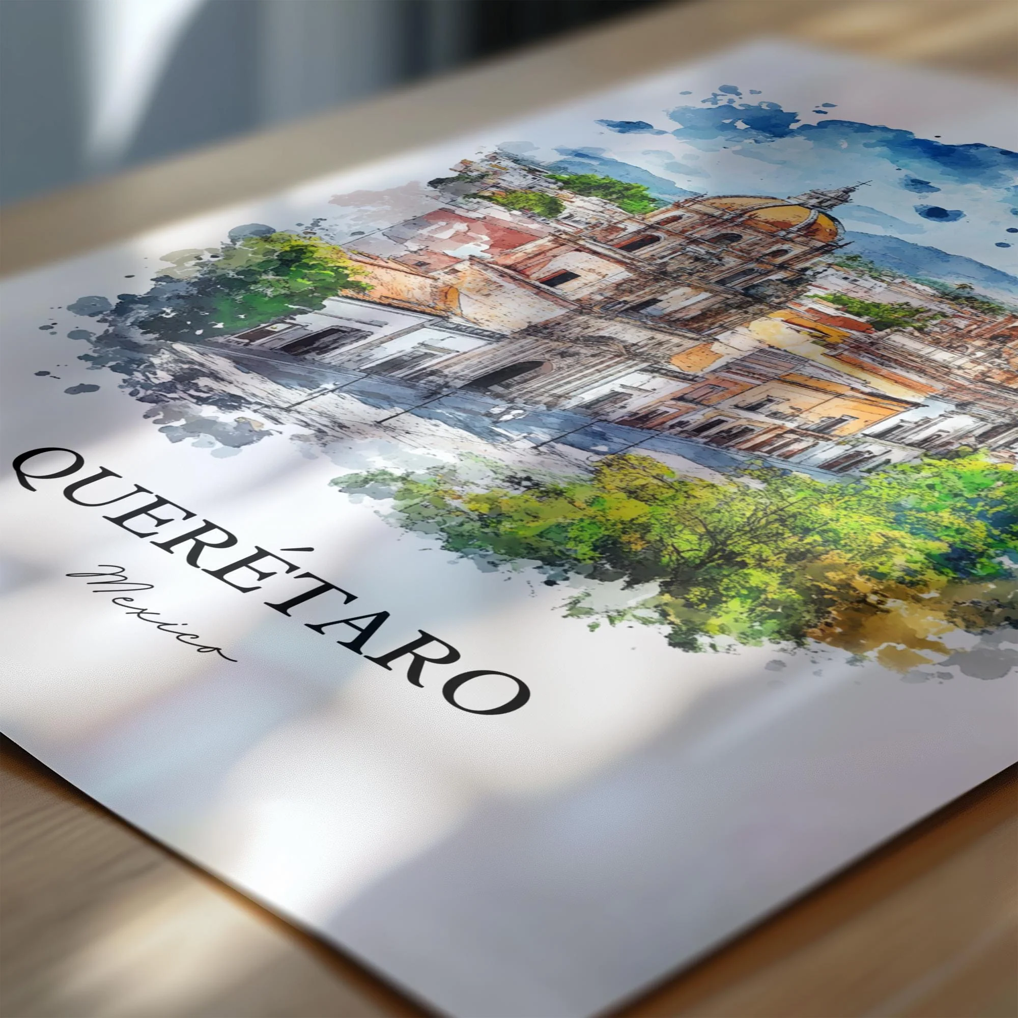 Querétaro, Mexico – Watercolor Art Print - Image 2