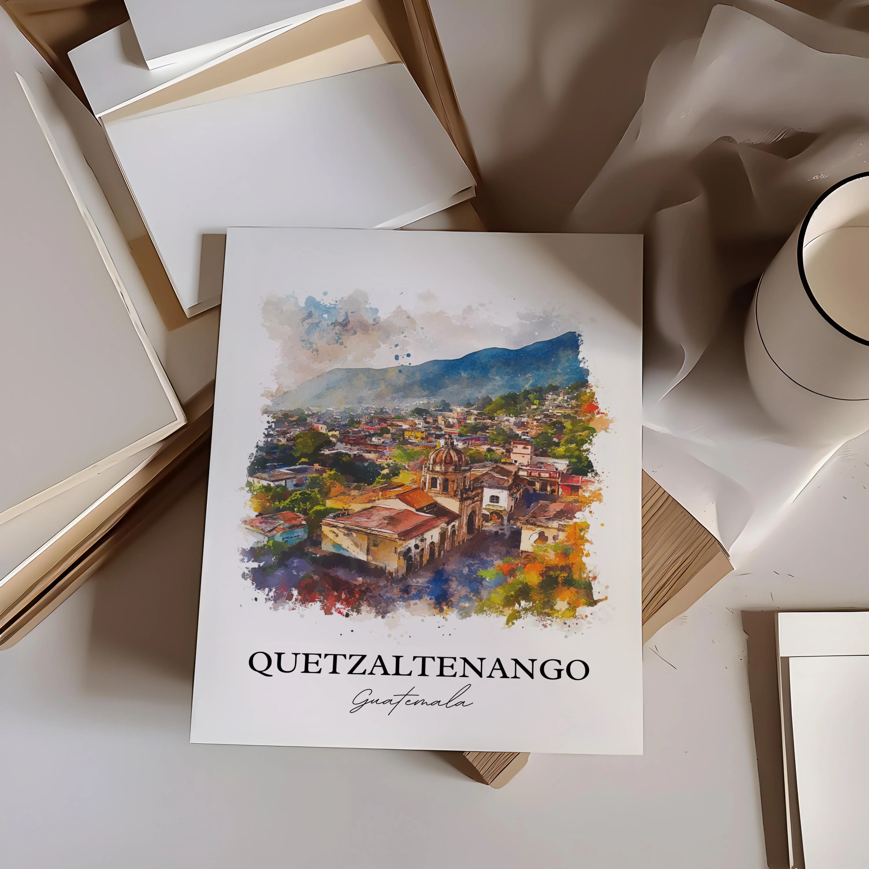 Quetzaltenango, Guatemala – Watercolor Art Print - Image 4