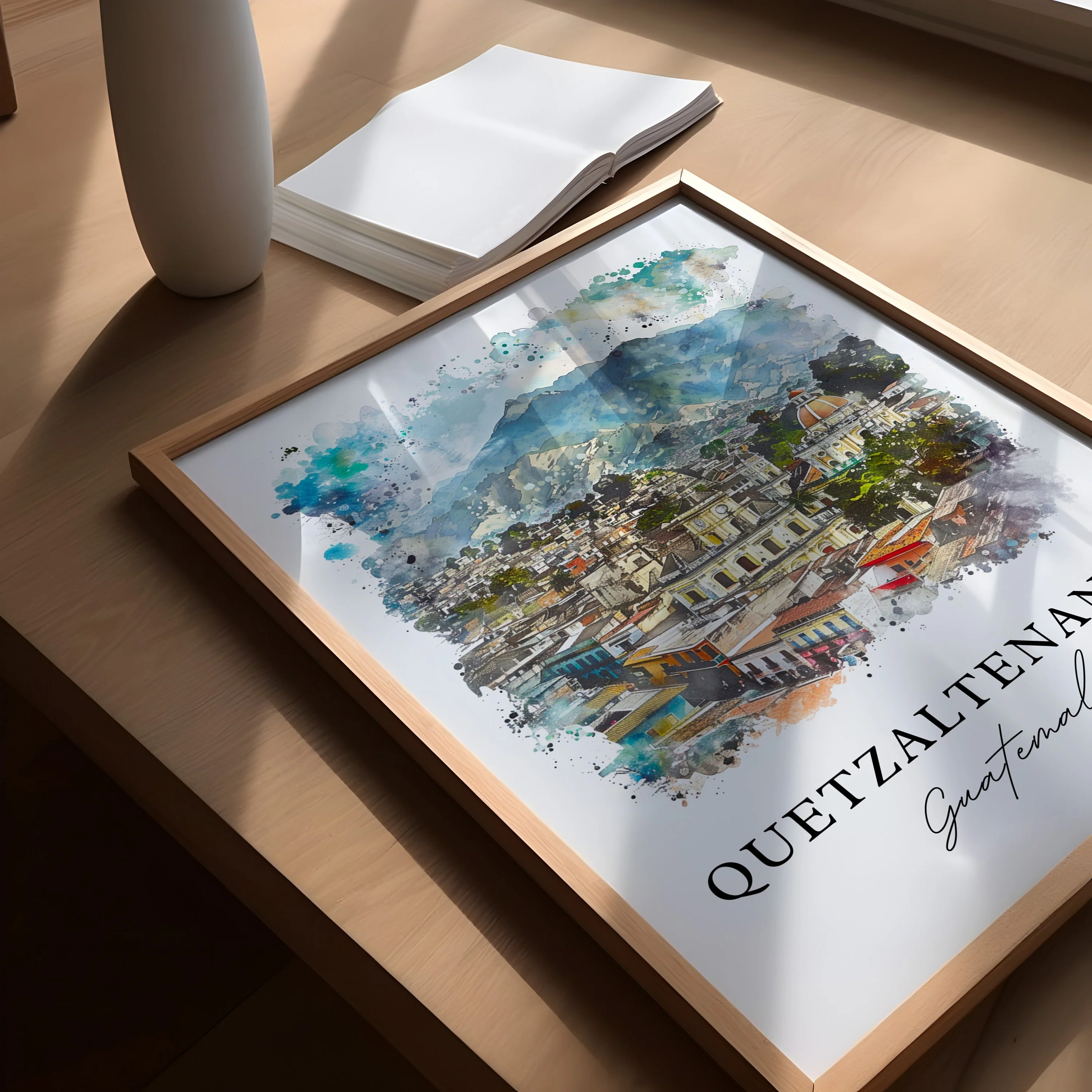 Quetzaltenango, Guatemala – Watercolor Art Print - Image 3