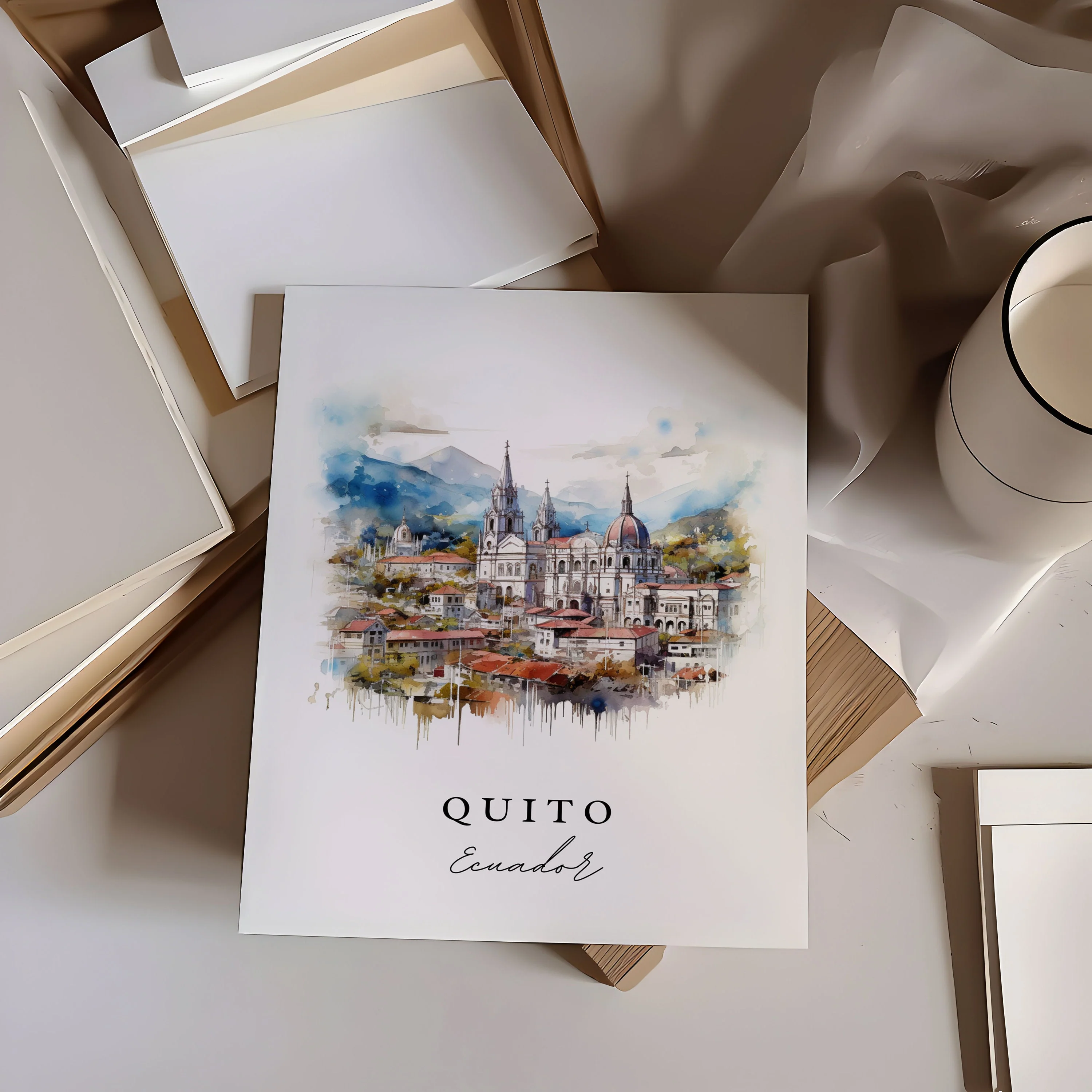 Quito, Ecuador – Watercolor Art Print - Image 2