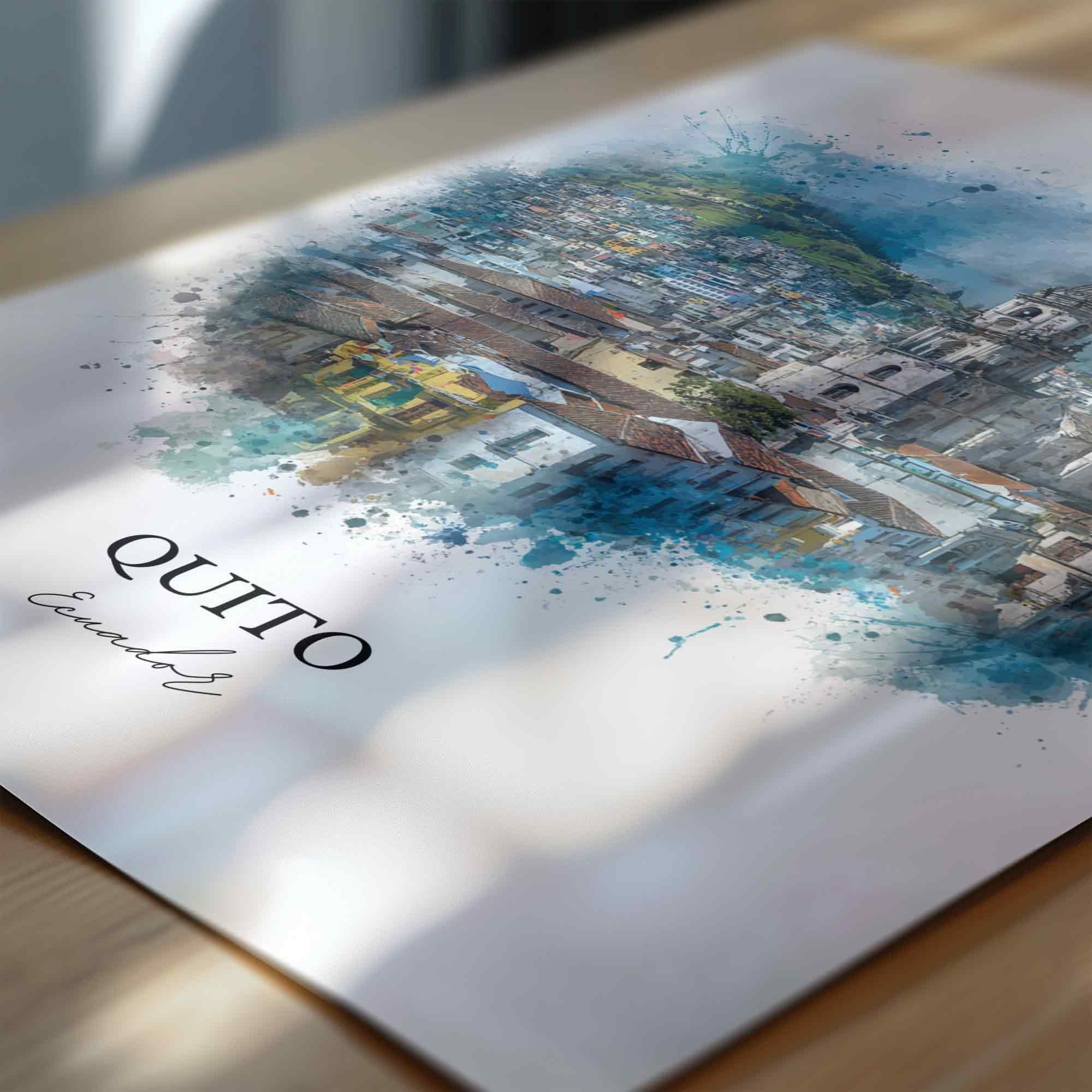 Quito, Ecuador – Watercolor Art Print - Image 2