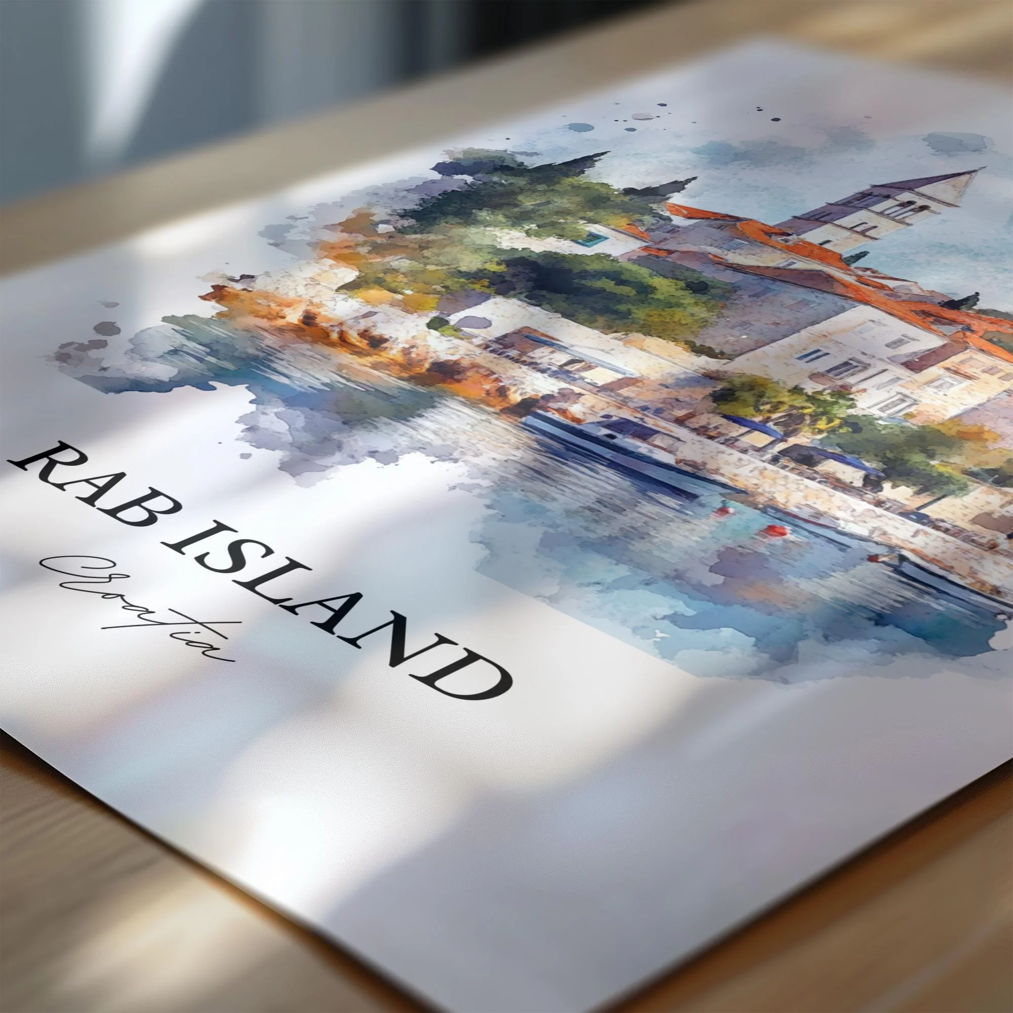 Rab Island, Croatia – Watercolor Art Print - Image 2