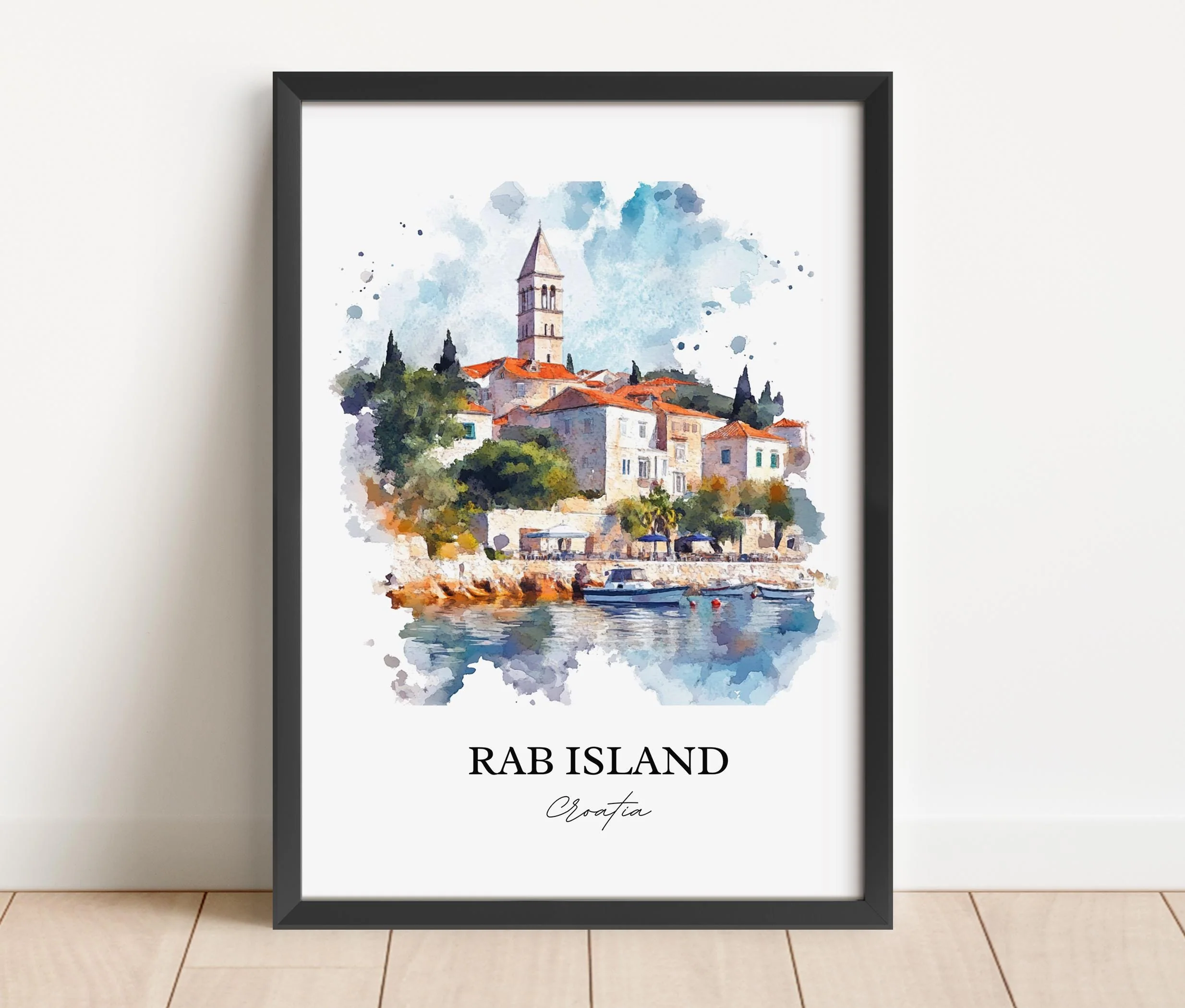 Rab Island, Croatia – Watercolor Art Print - Image 6