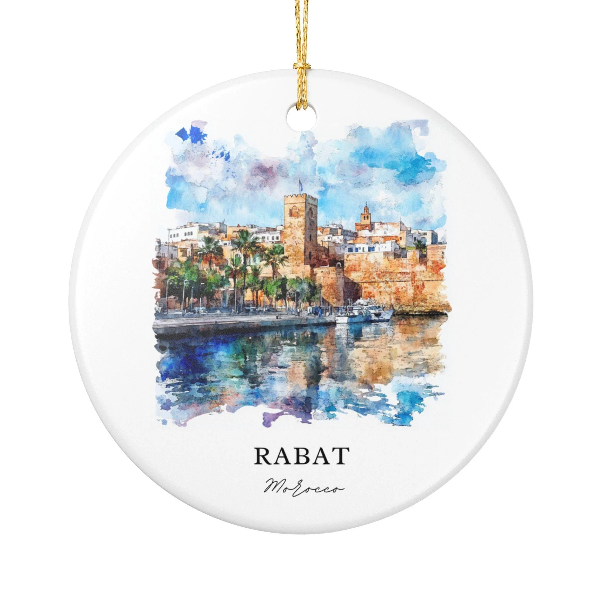 Rabat Morocco Ornament: Unique Rabat Morocco Souvenir, Rabat Xmas Decor, and Authentic Rabat Morocco Gift