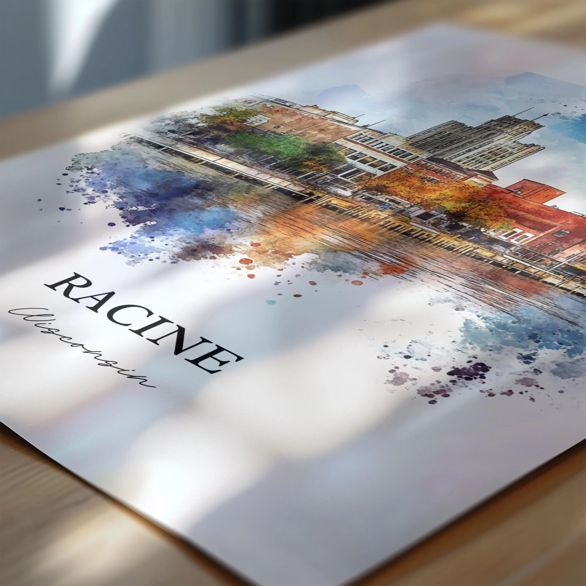 Racine, Wisconsin – Watercolor Art Print - Image 2