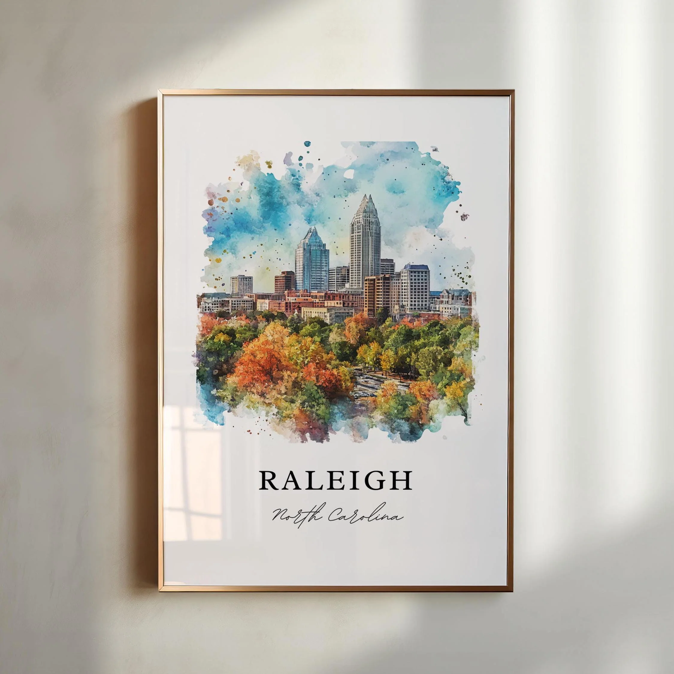 Raleigh, North Carolina, North Carolina – Watercolor Art Print