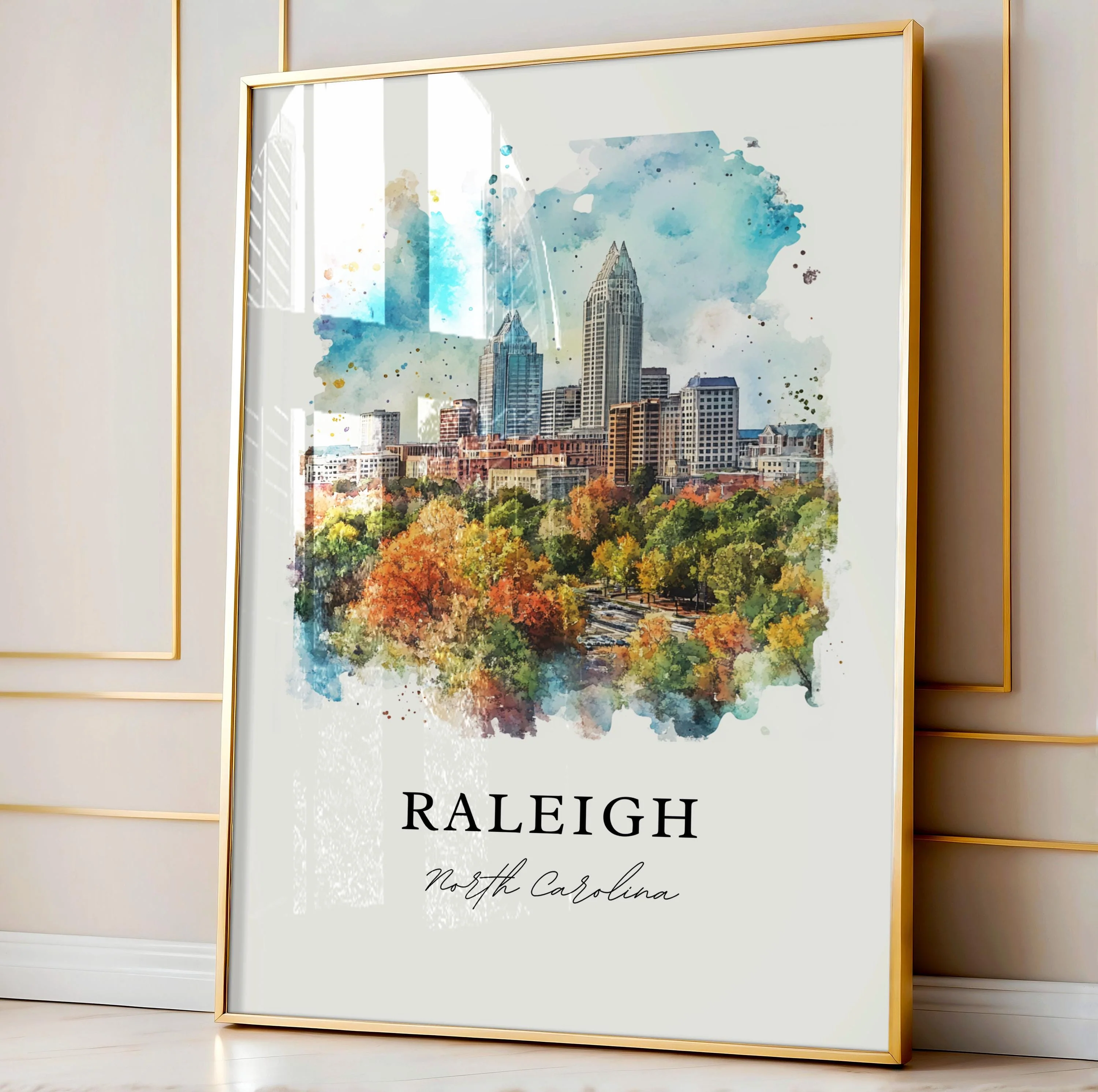 Raleigh, North Carolina, USA – Watercolor Art Print - Image 5