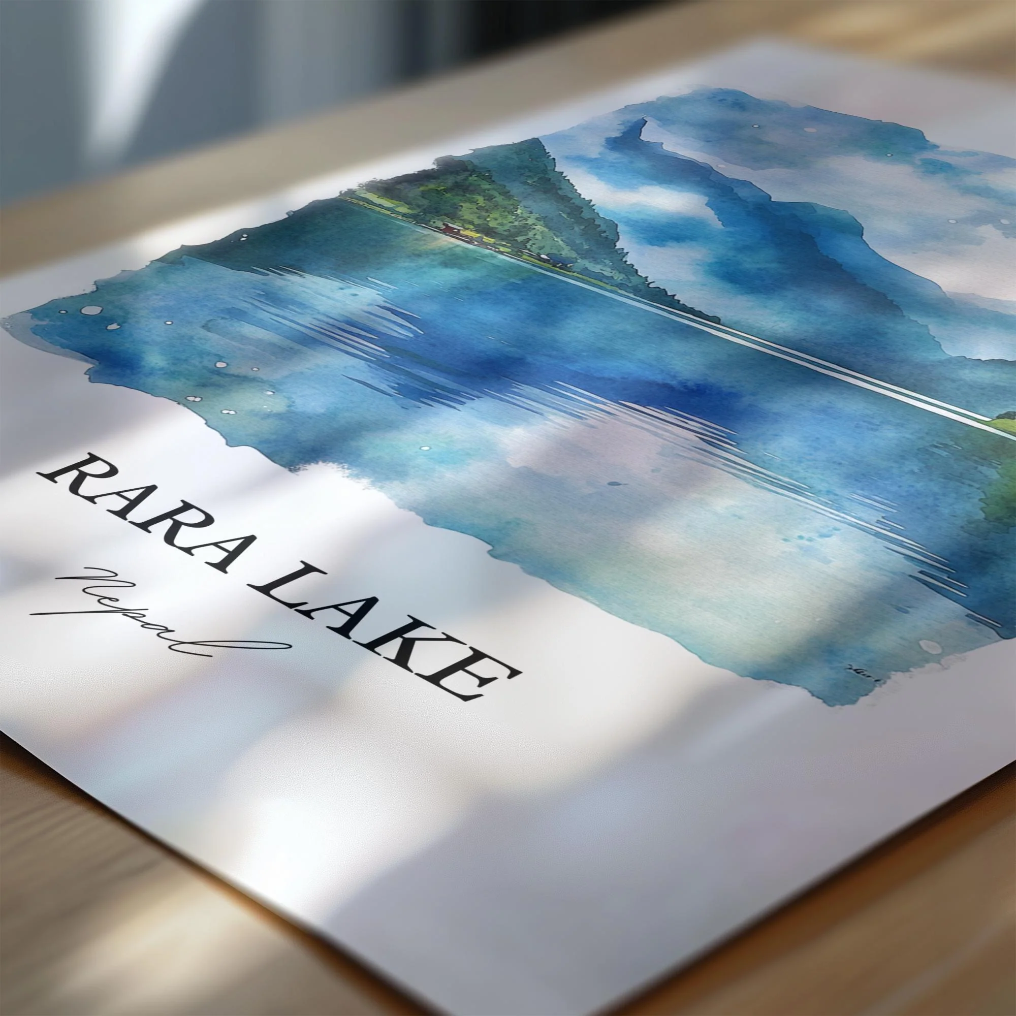 Rara Lake, Nepal – Watercolor Art Print - Image 2