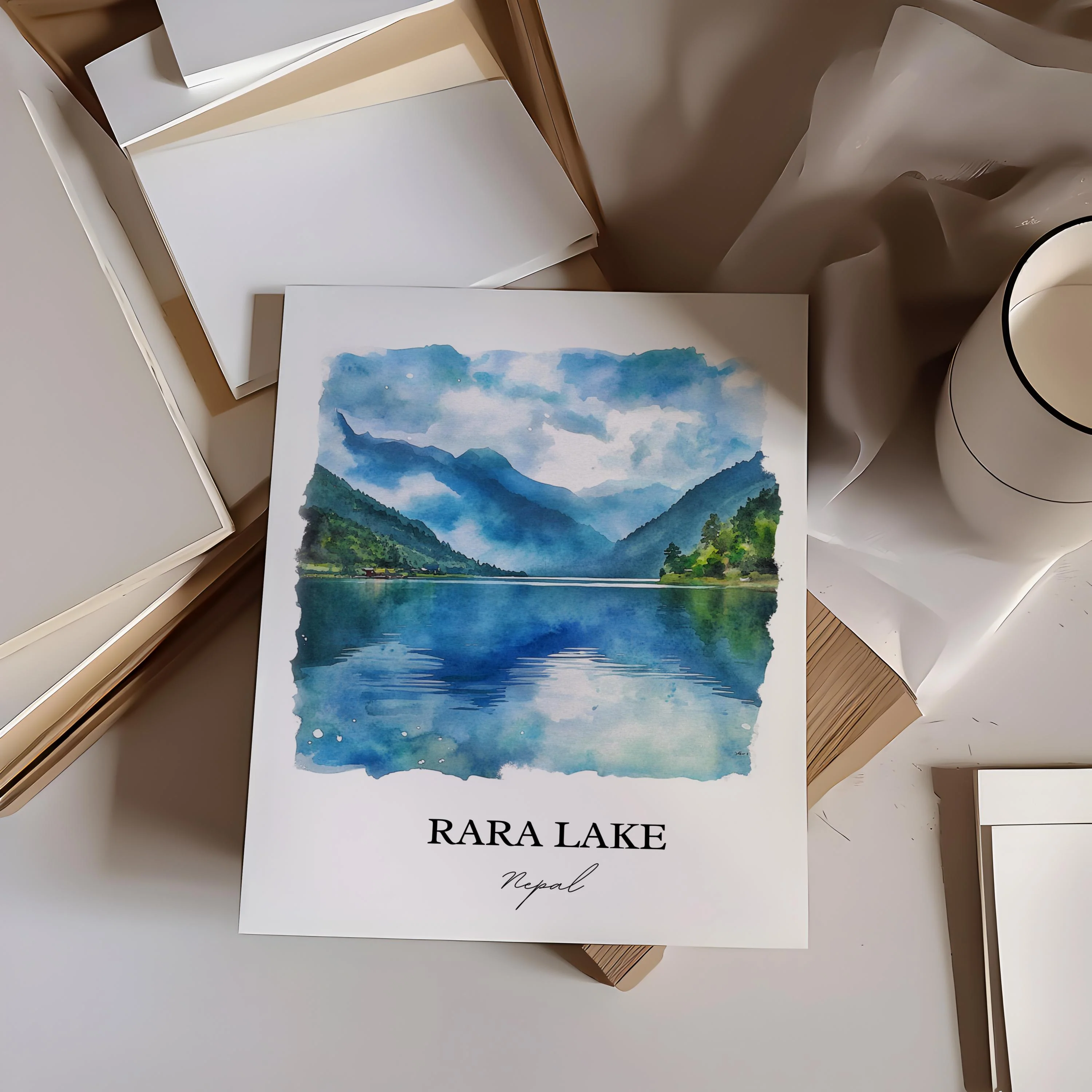 Rara Lake, Nepal – Watercolor Art Print - Image 4