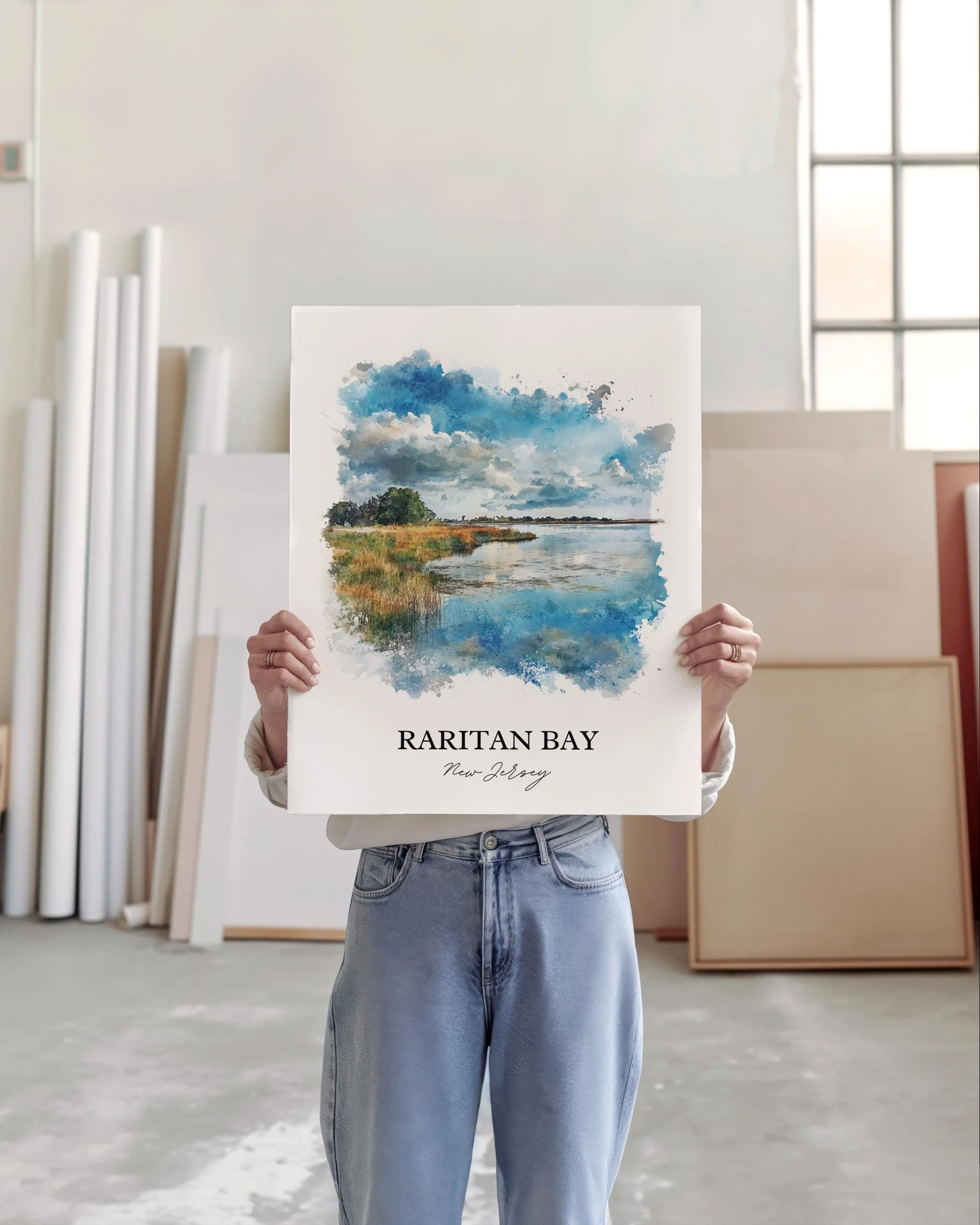Raritan Bay, USA – Watercolor Art Print - Image 4