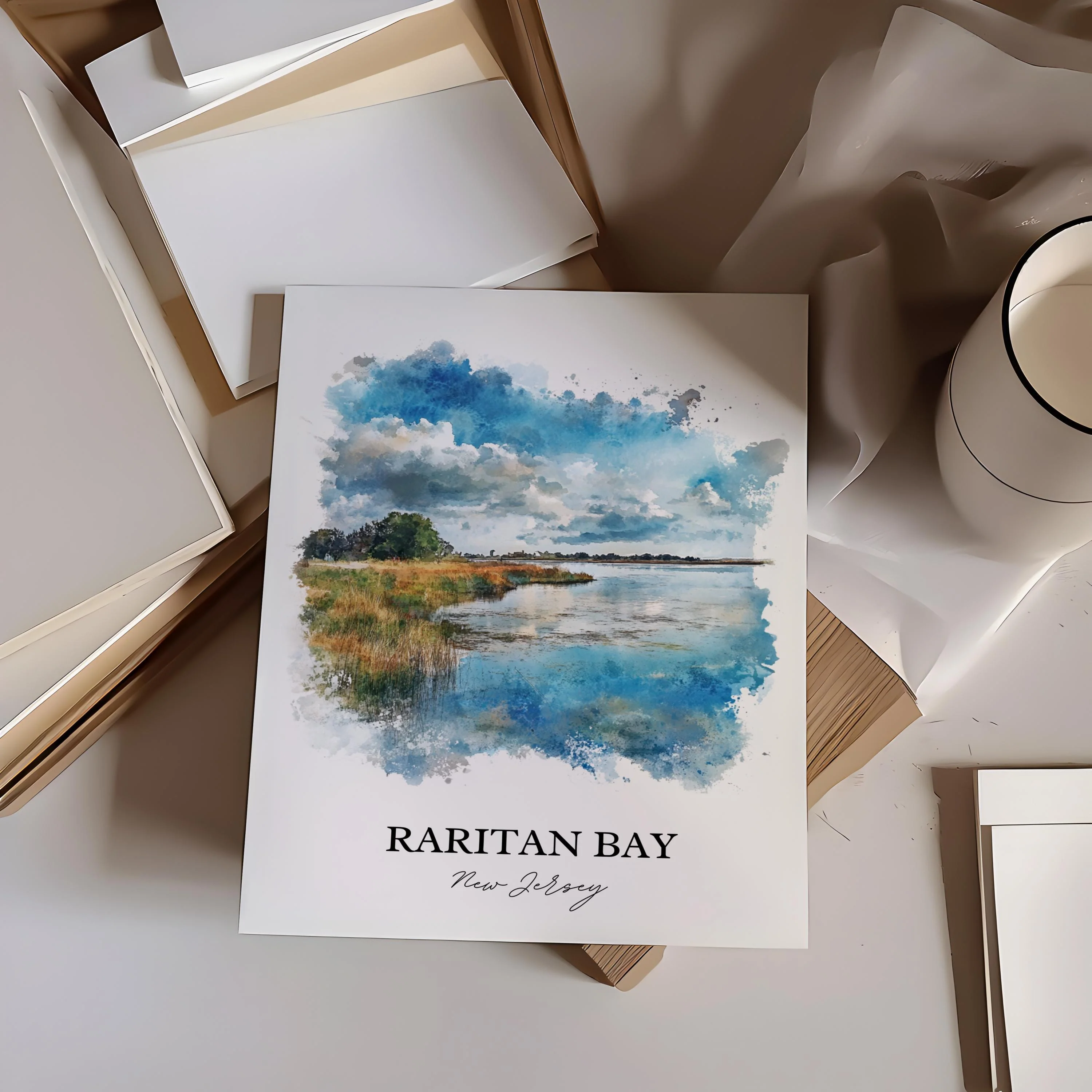 Raritan Bay, USA – Watercolor Art Print - Image 5