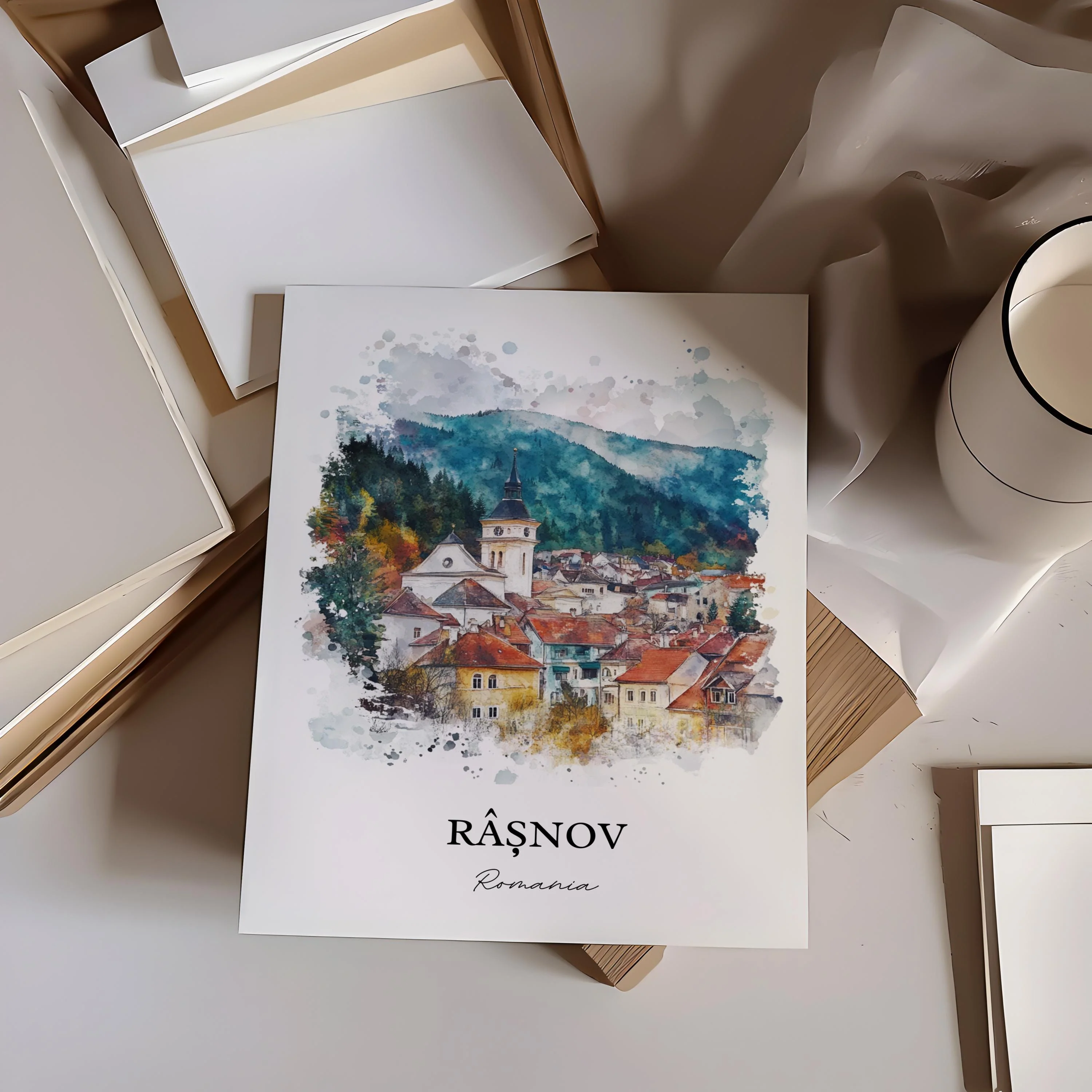 Rasnov, Romania – Watercolor Art Print - Image 5