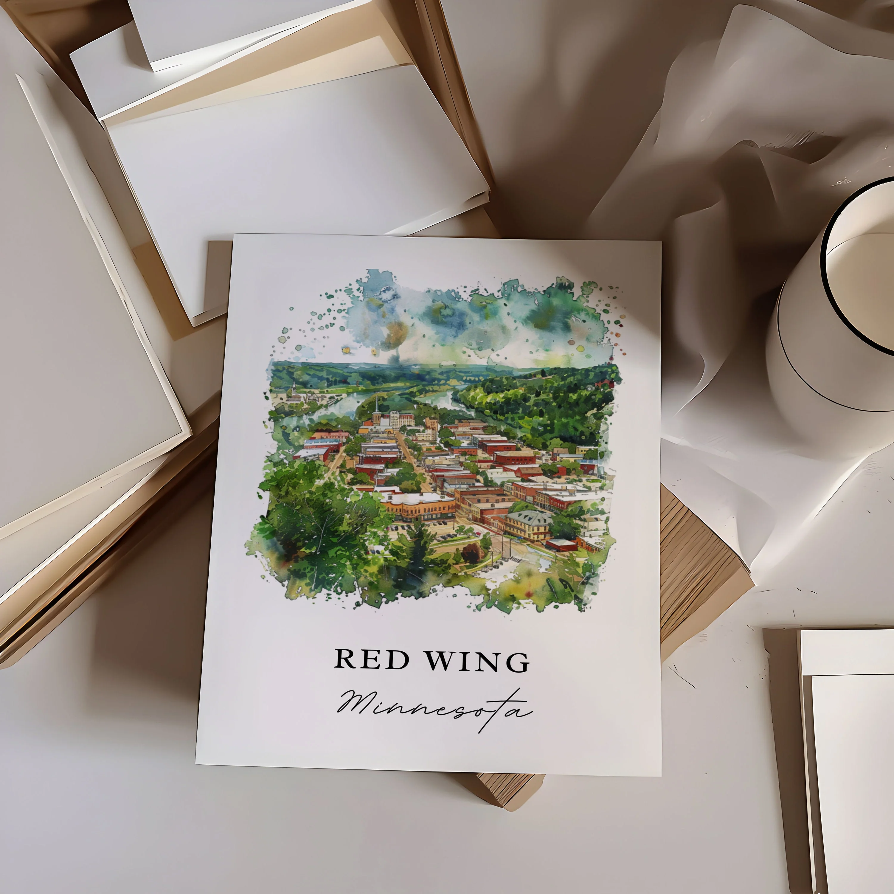 Red Wing, Minnesota, Minnesota – Watercolor Art Print - Image 2