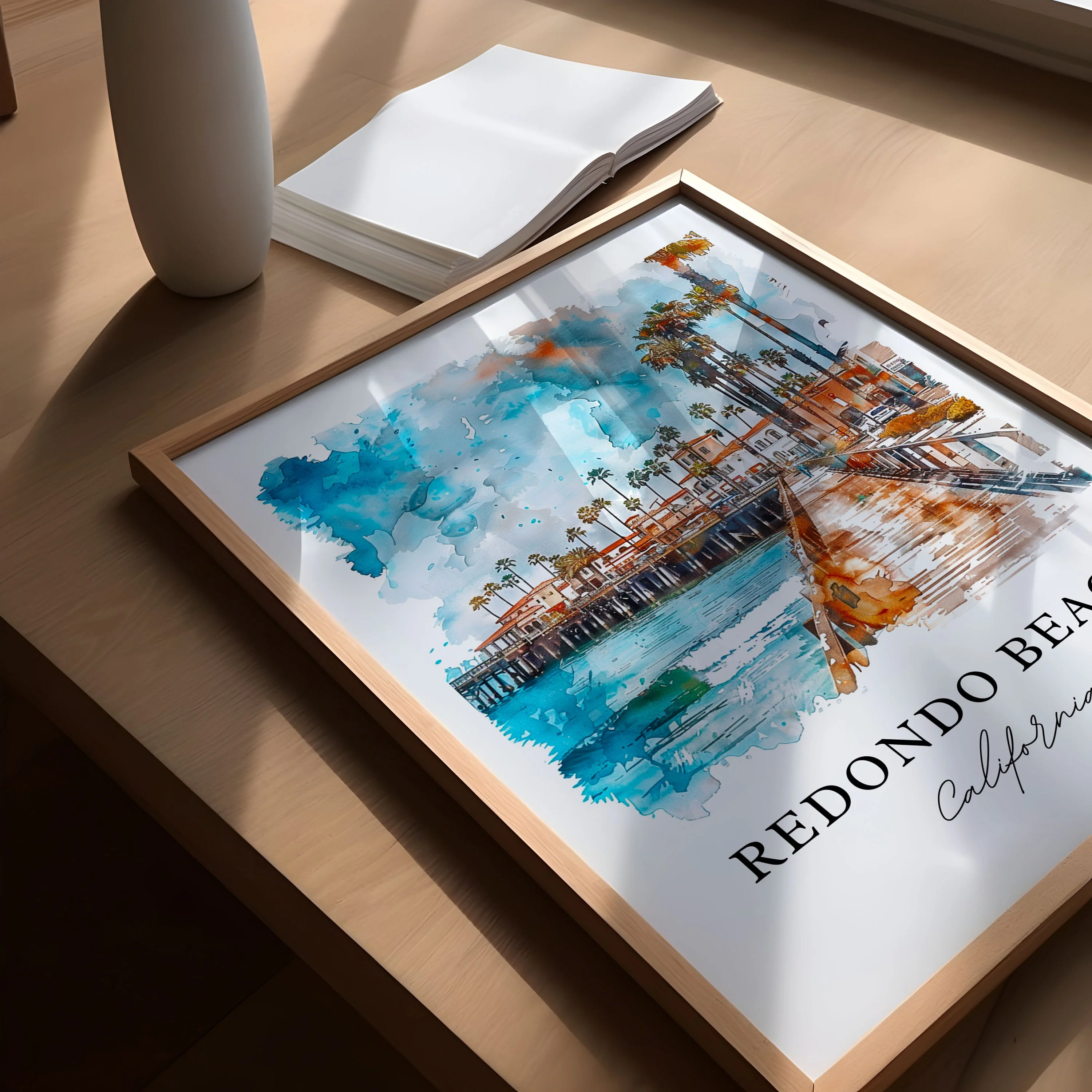 Redondo Beach, California – Watercolor Art Print - Image 3
