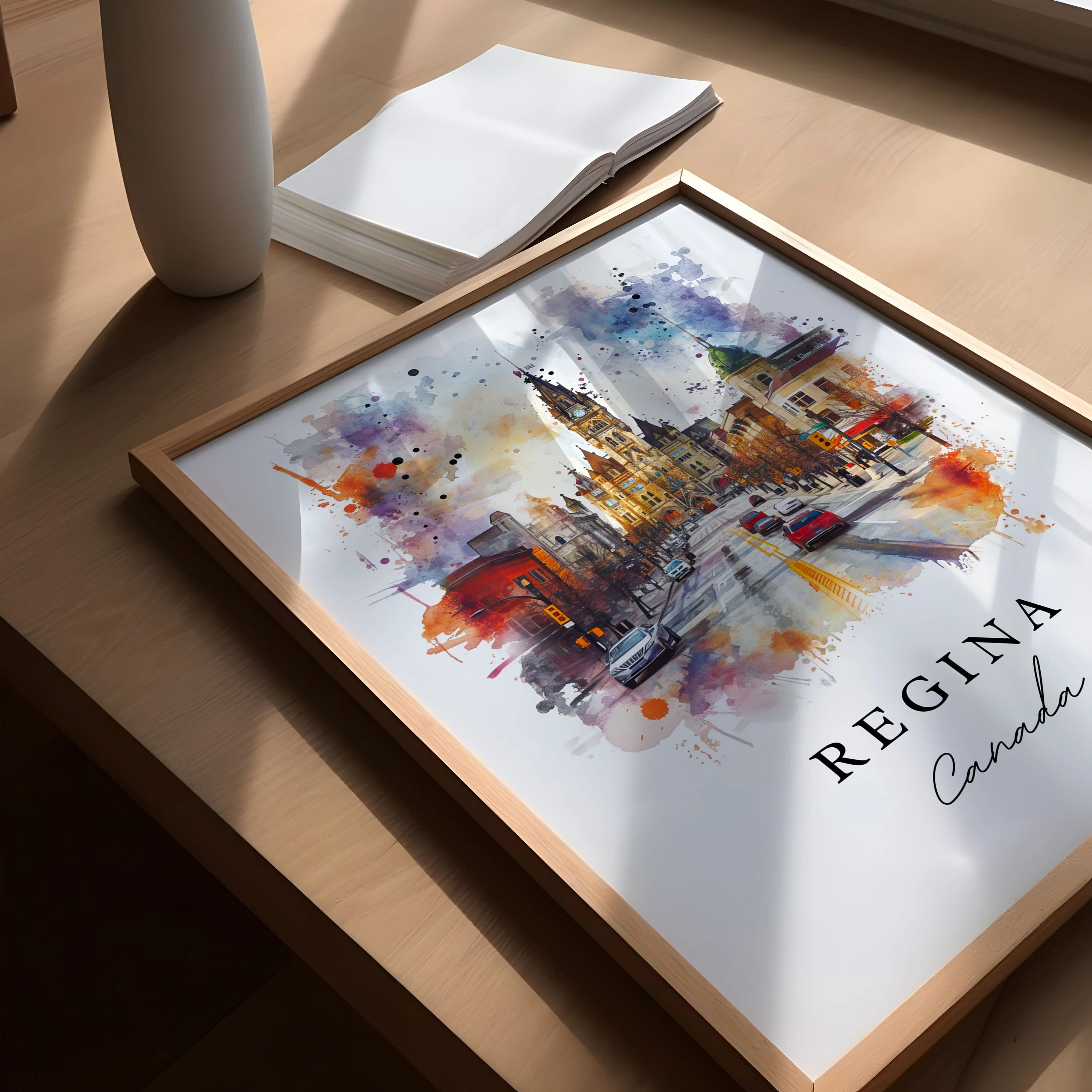 Regina, Canada – Watercolor Art Print - Image 3
