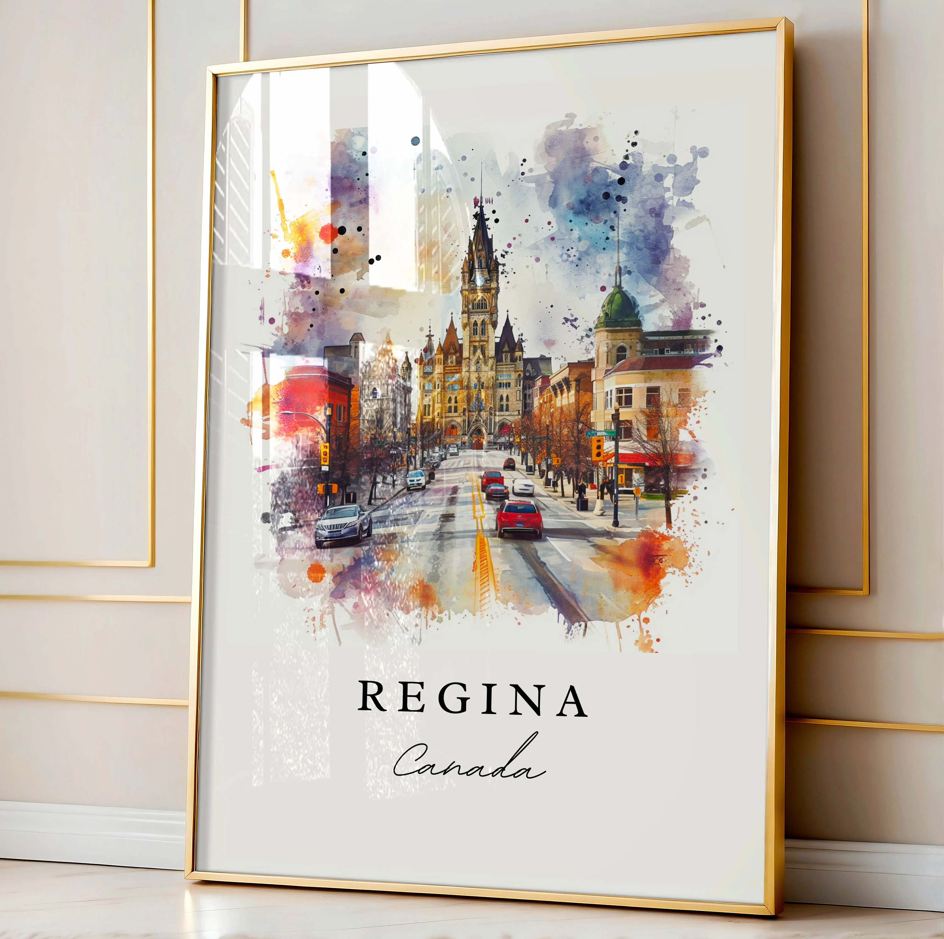 Regina, Canada – Watercolor Art Print - Image 4